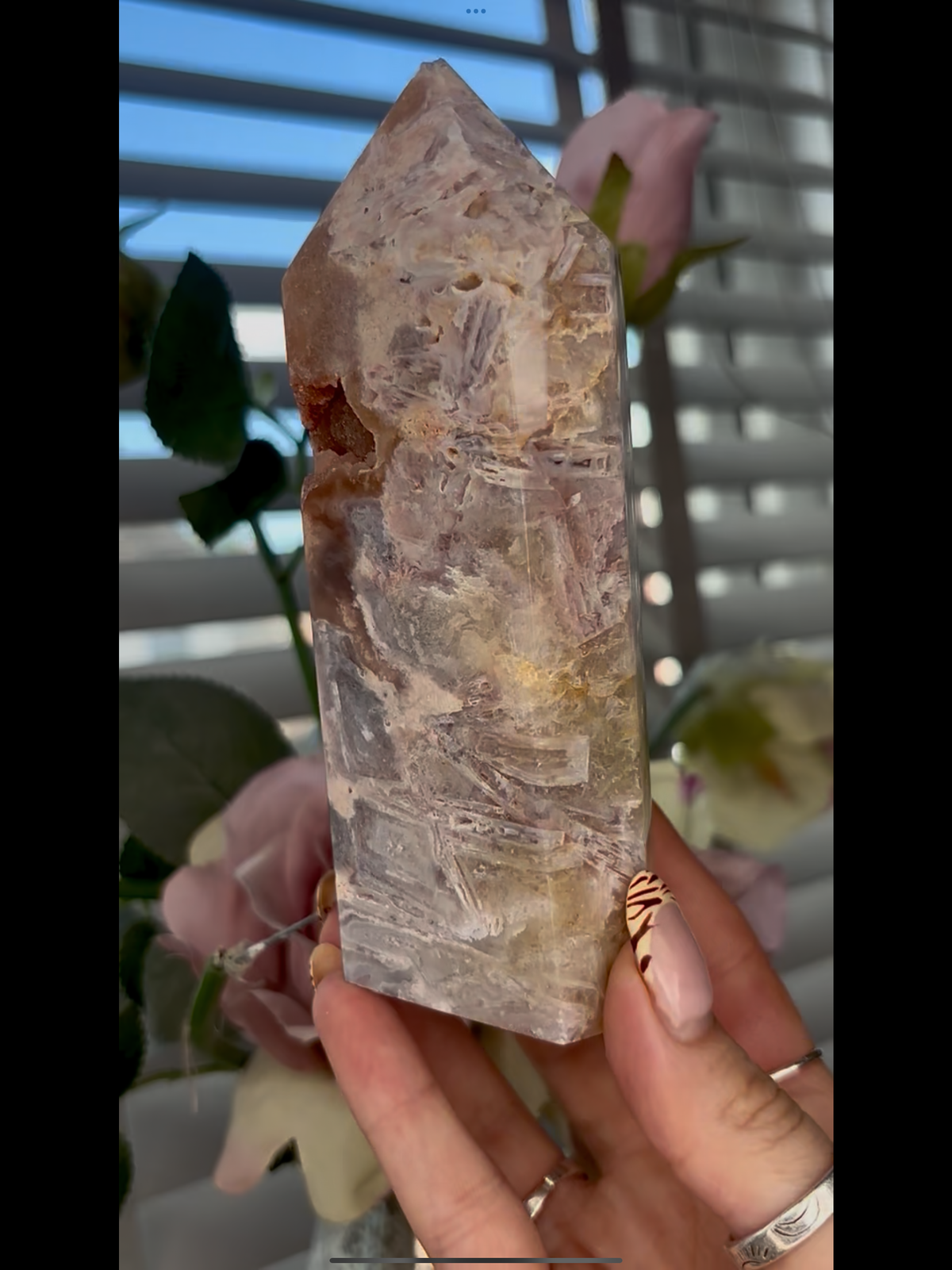 Beautiful, Pink amethyst tower with rutile 14cm tall 450g PAT74