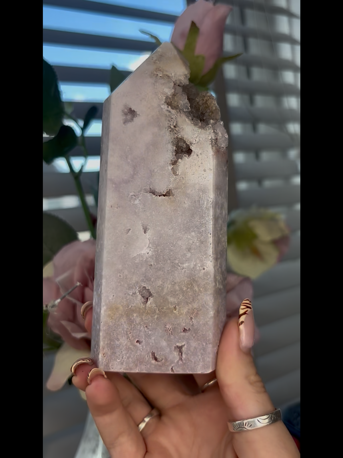Beautiful,Pink amethyst tower 535g