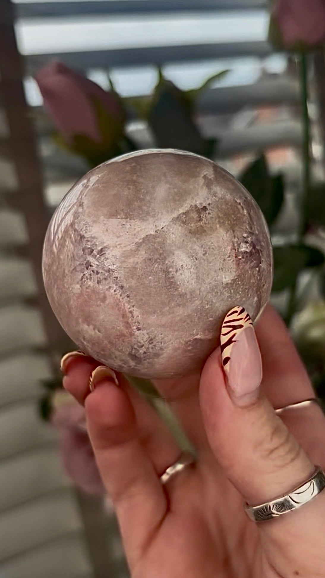 high grade, gorgeous pink amethyst sphere 5cm wide