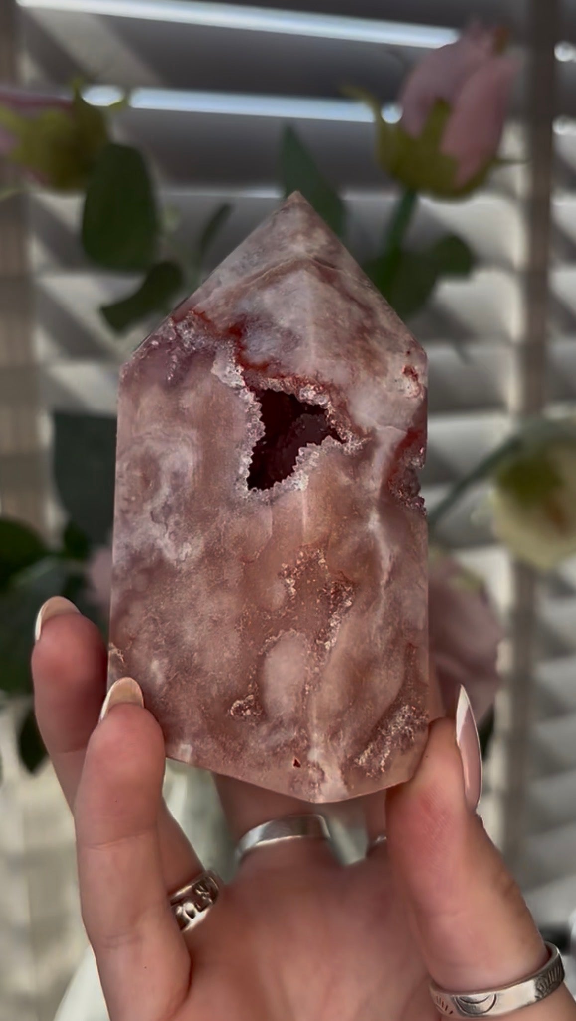 Beautiful, chunky Pink amethyst tower 9.5cm(h) by 8cm(w)
