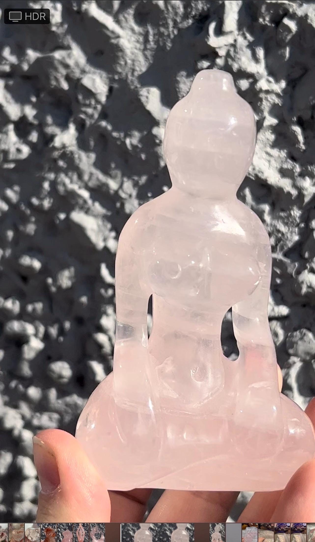 High grade, rose quartz, sitting, yoga lady