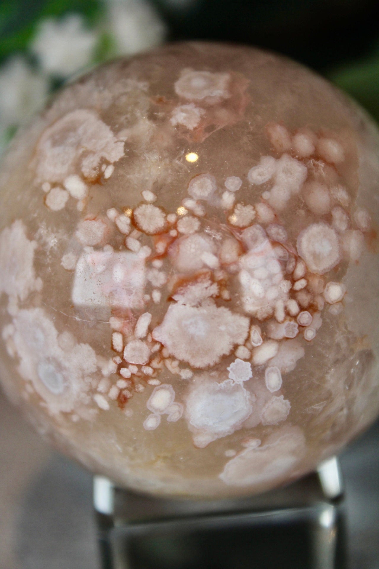 Chlorite flower agate sphere 300g 6cm