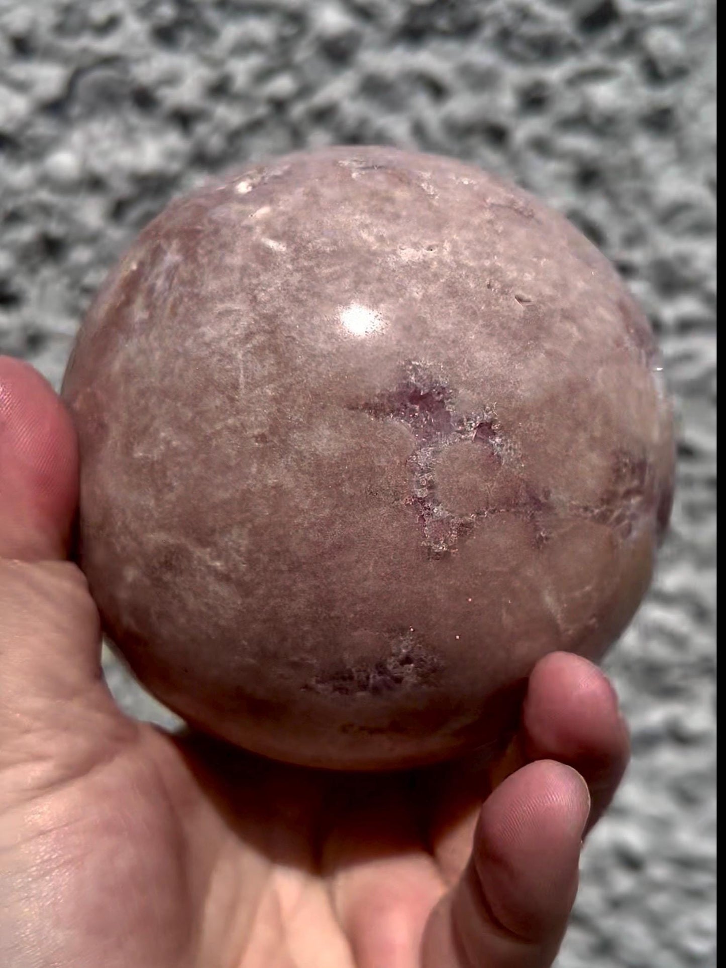large, statement pink amethyst sphere 1.240kg
