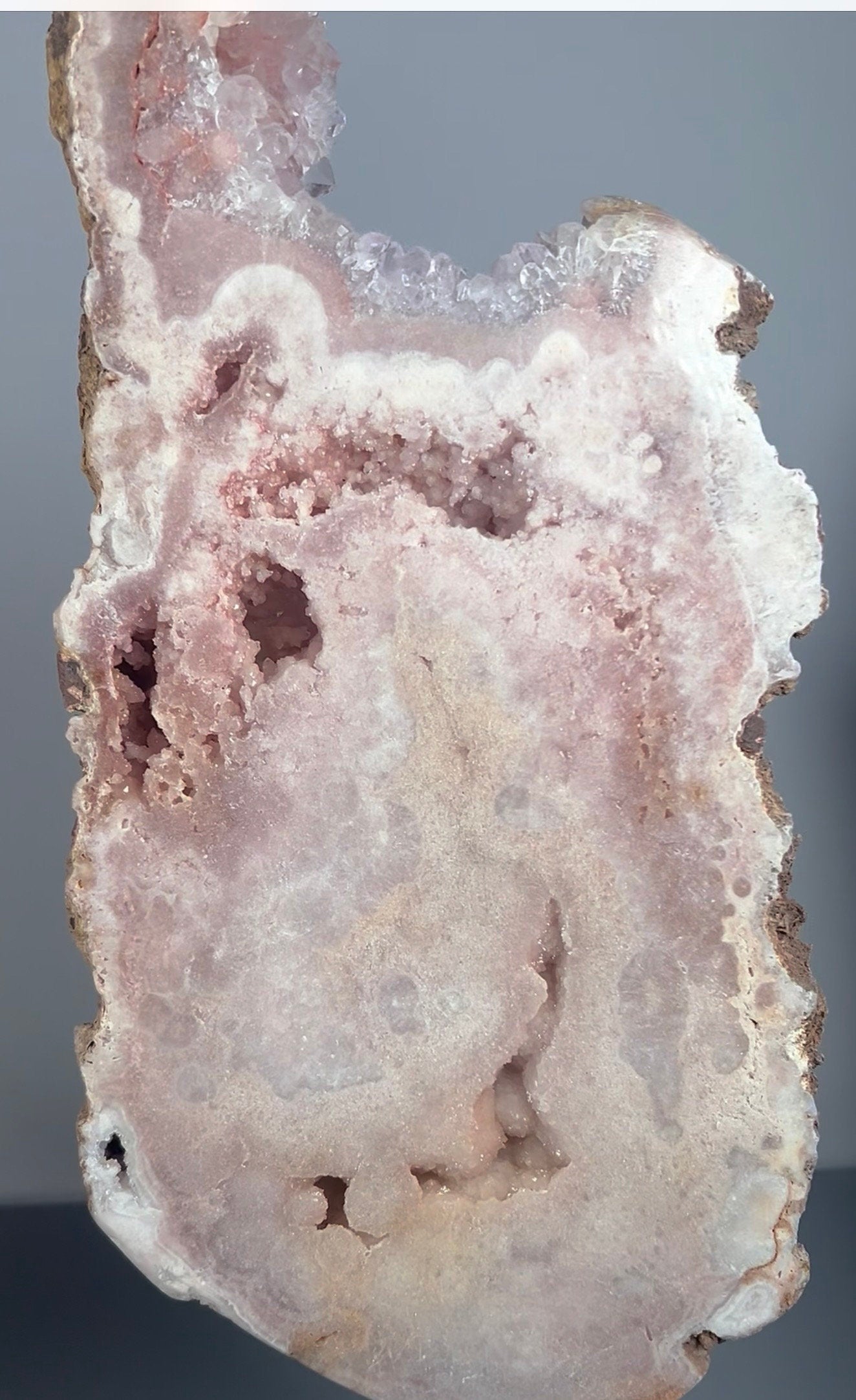 High grade, large pink amethyst slab with quartz