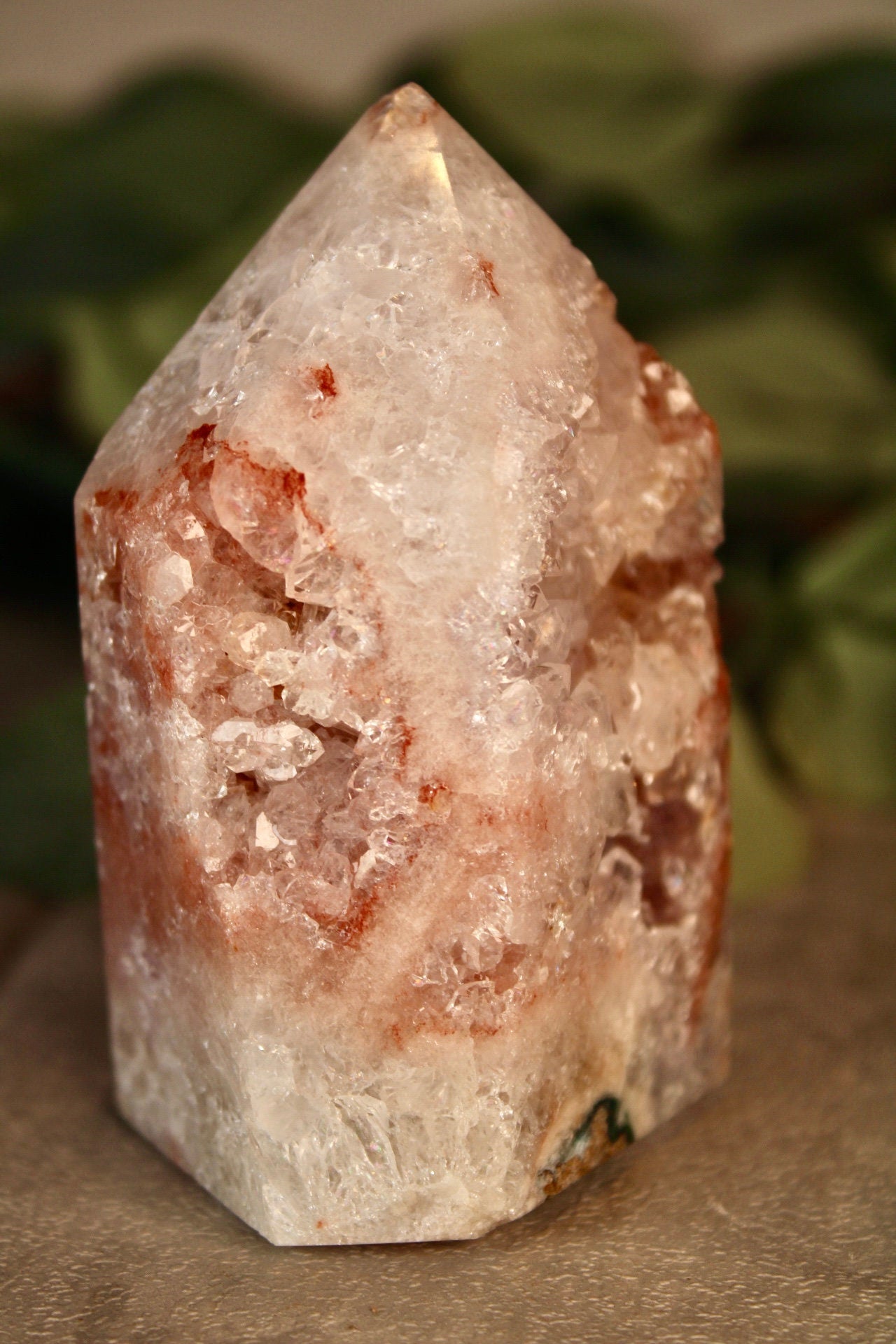 Pink amethyst x green jasper tower 340g 9cm high