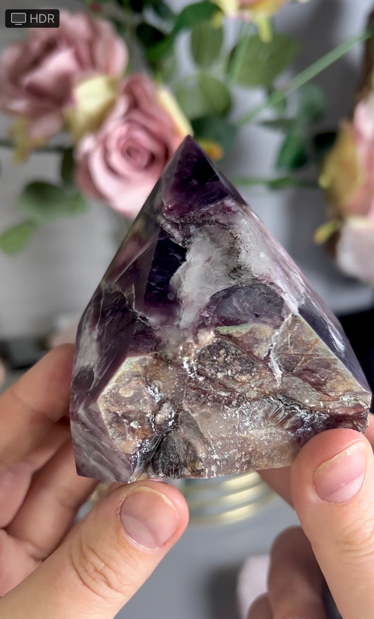 Gemmy lepidolite point