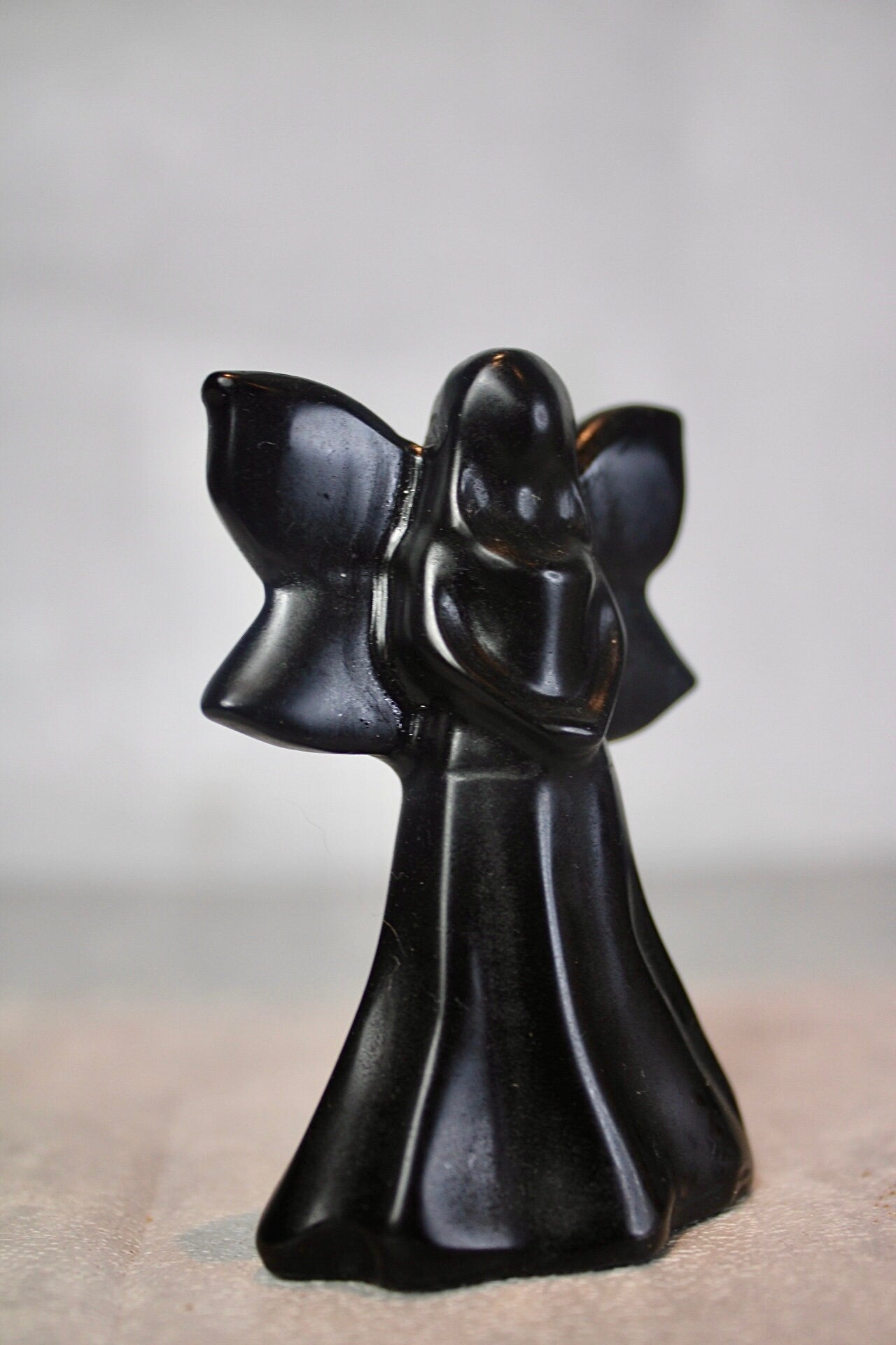 Black obsidian fairy carving 8cm (h)