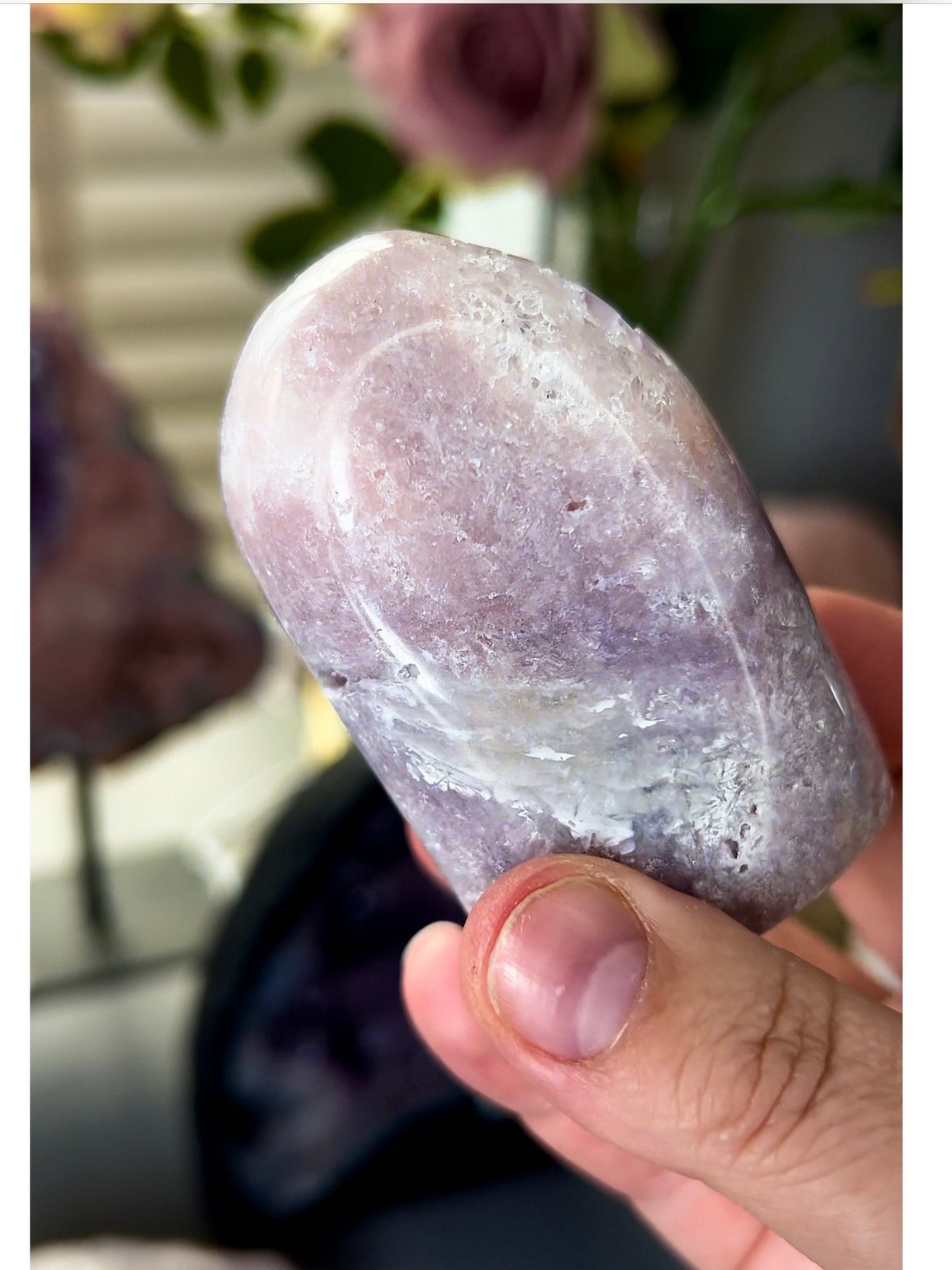 beautiful pink amethyst Freeform, with a variety of colours, including purple quartz