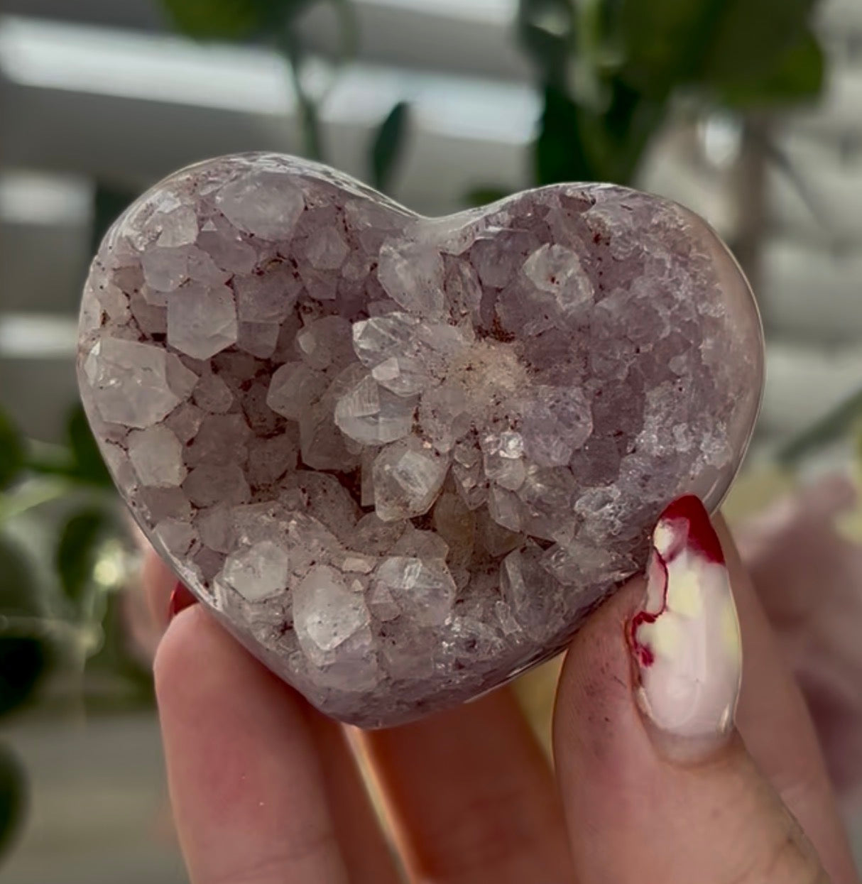 Mini pink amethyst heart - comes with stand