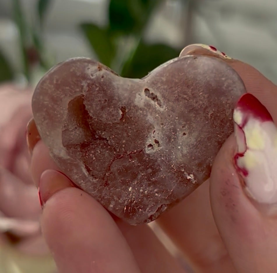 Mini pink amethyst heart - comes with stand