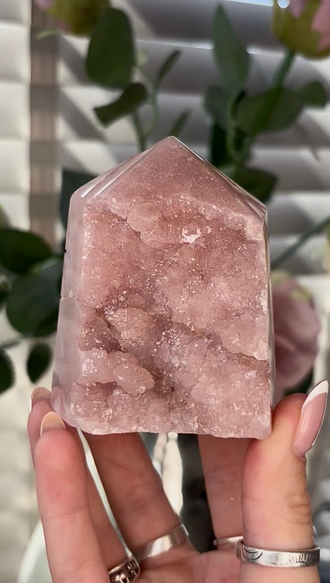 Beautiful, Pink amethyst tower 8cm(h) by 6.2cm(w)