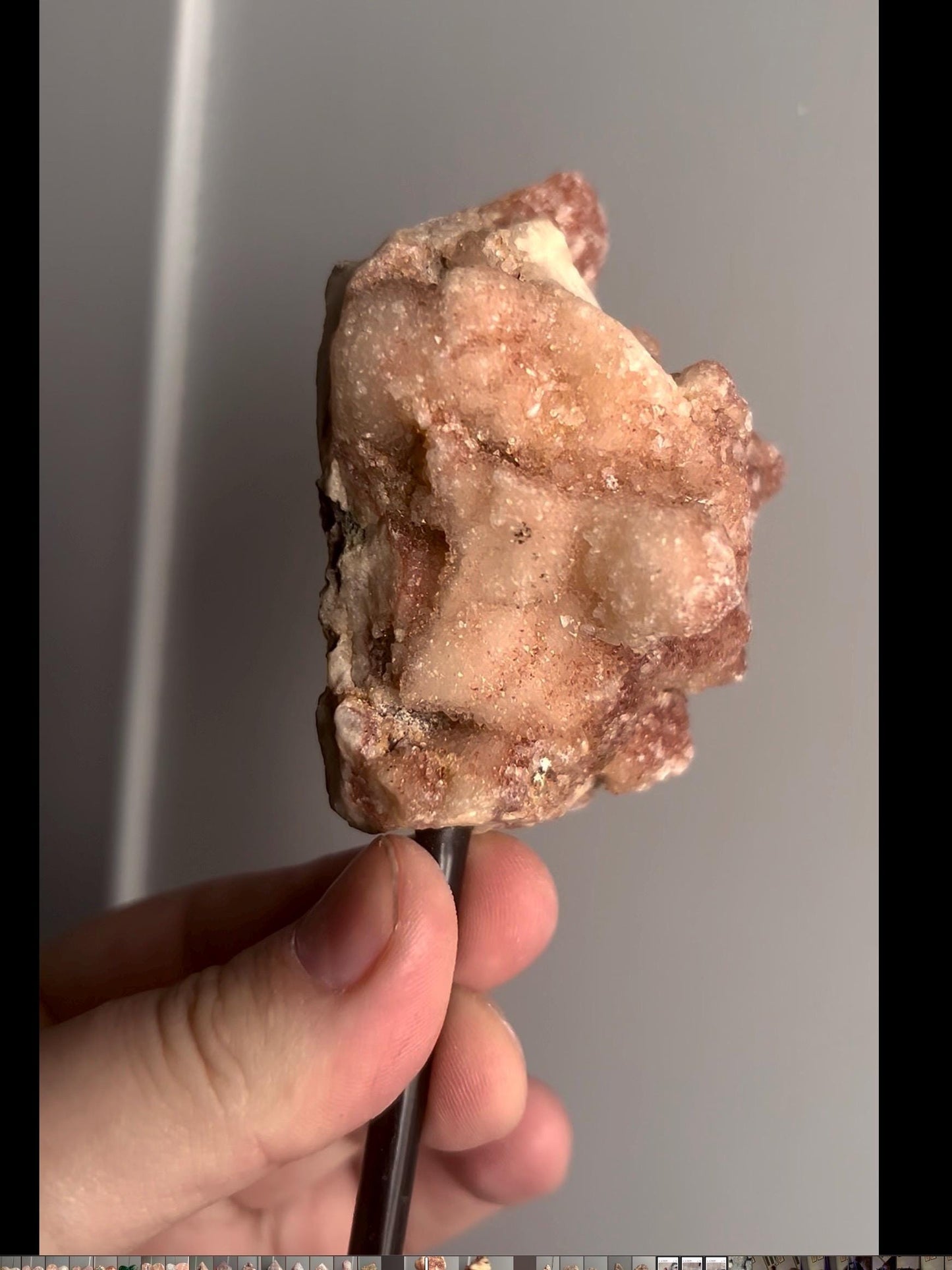 Red pink amethyst geode on stand