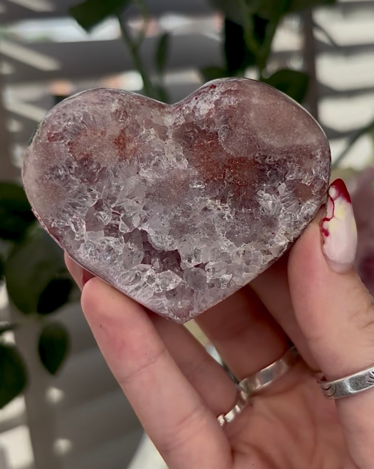 pink amethyst heart - comes with stand 6.6cm