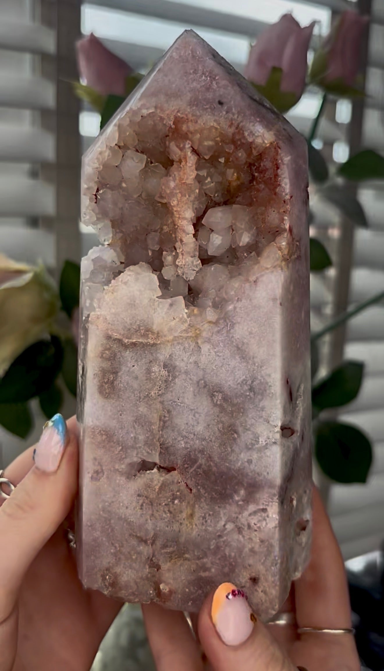 Beautiful, large, Pink amethyst tower