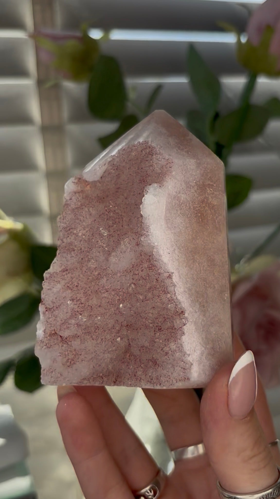 Beautiful, chunky Pink amethyst tower 9.8cm(h) by 6cm(w)