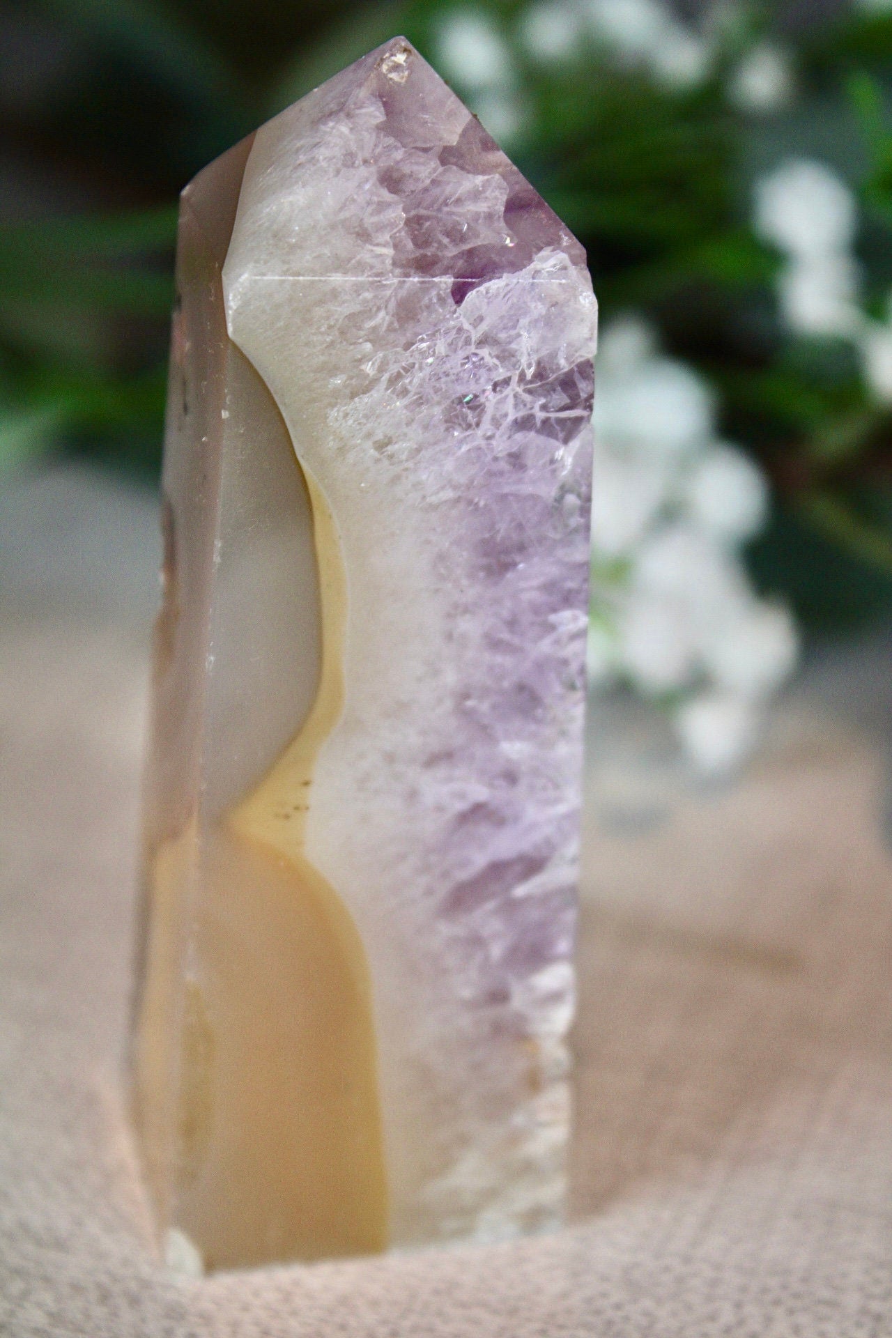 Amethyst agate 4 sided tower