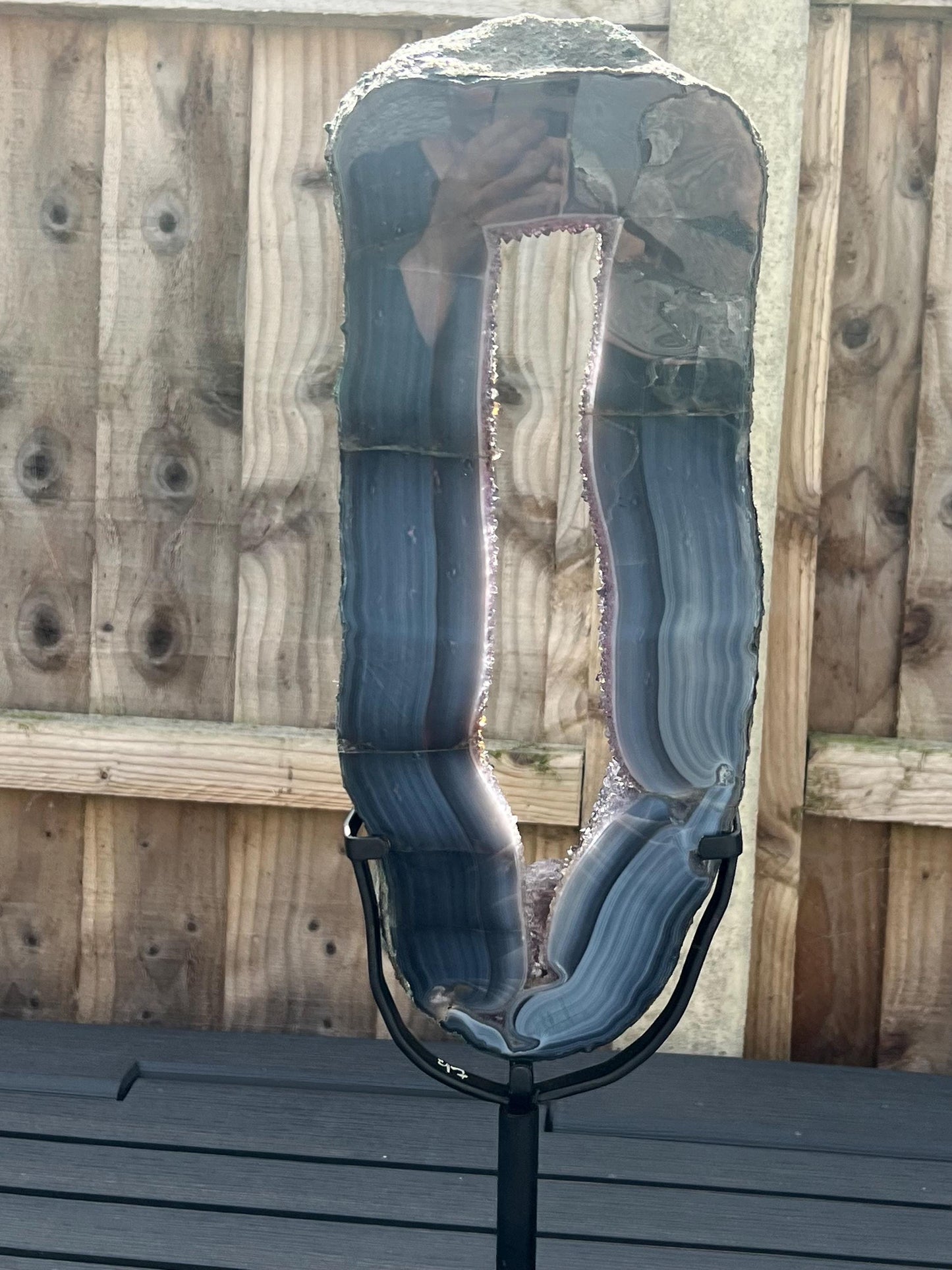 Stunning, polished amethyst x blue agate portal, with calcite this piece has natural lines, which are part of the stone  - 4.65kg