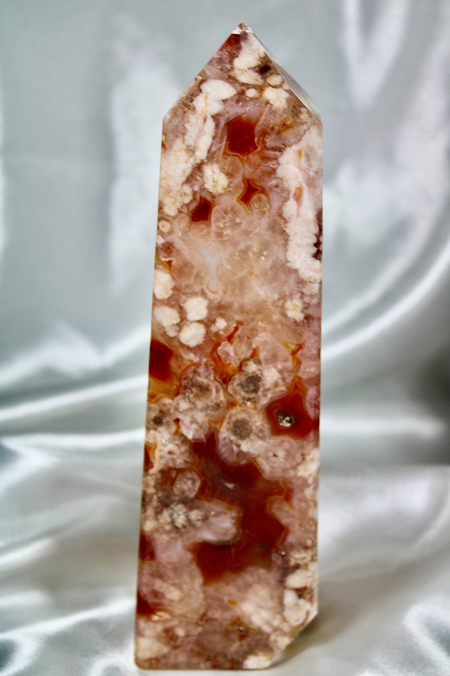 Carnelian x flower agate 708g 17.5cm