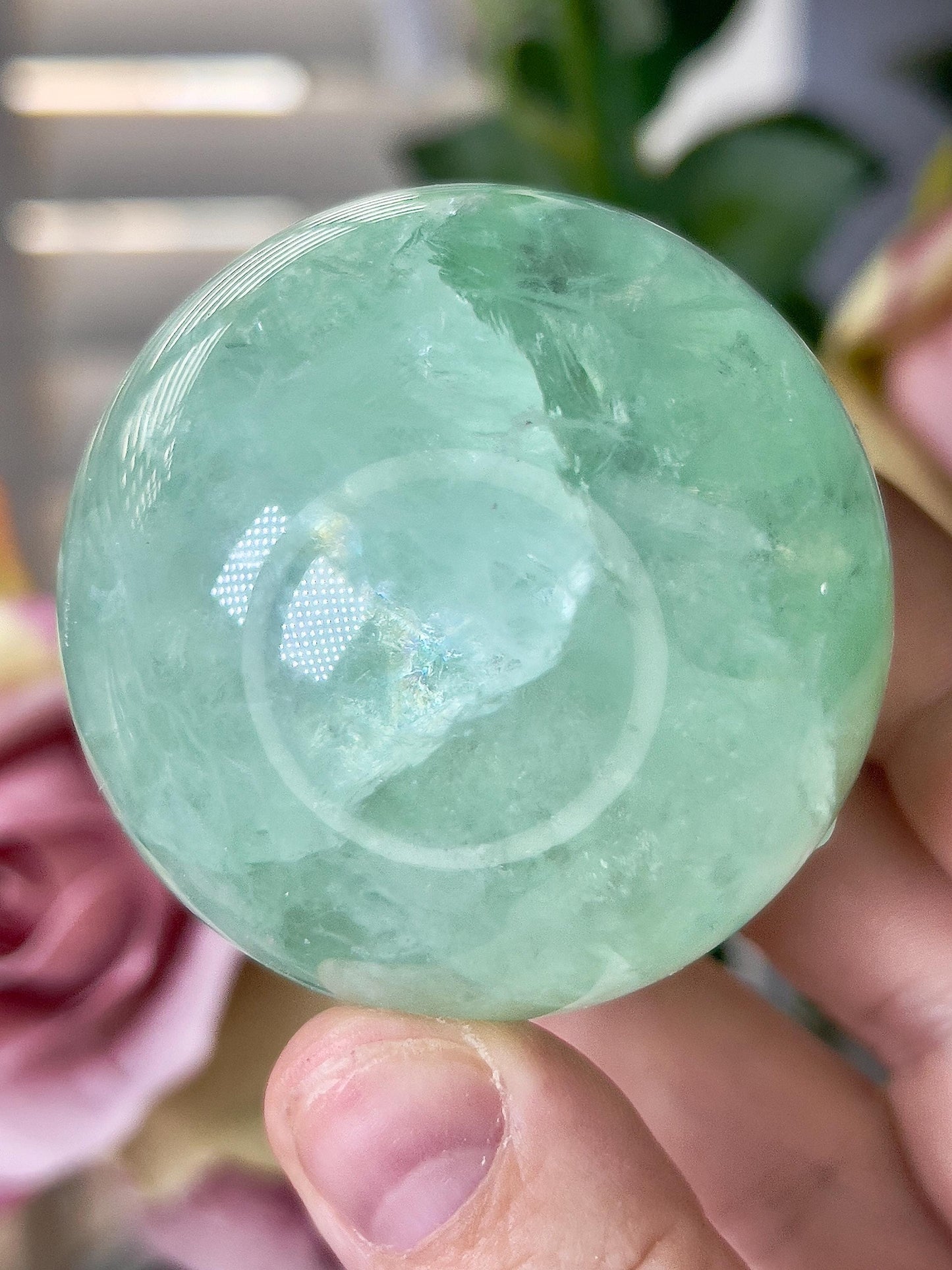 High grade, green fluorite sphere 285g