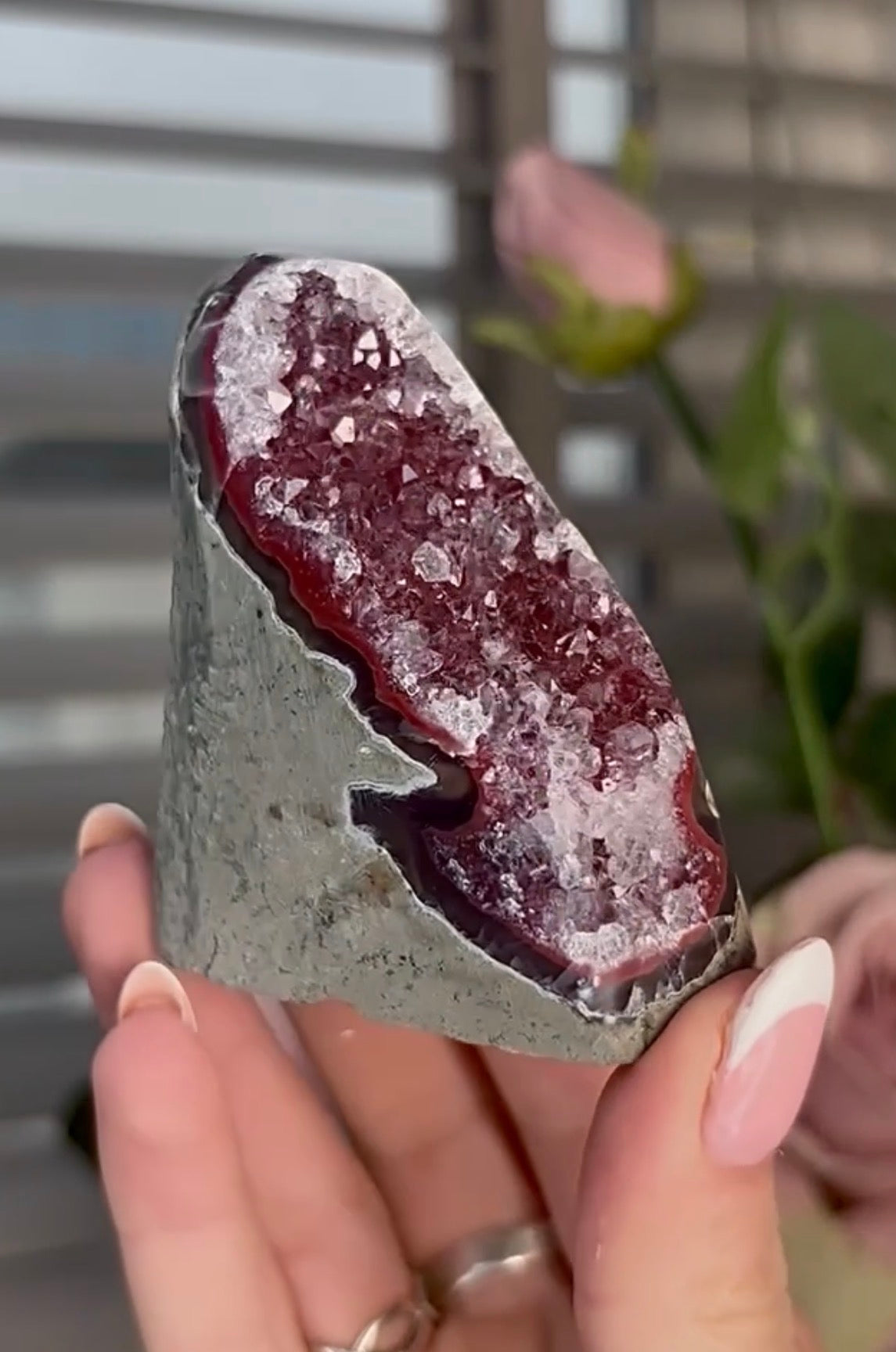 High quality, red rainbow amethyst cutbase