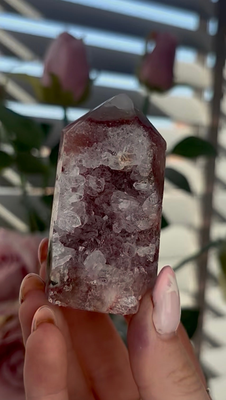 Beautiful, mini Pink amethyst tower