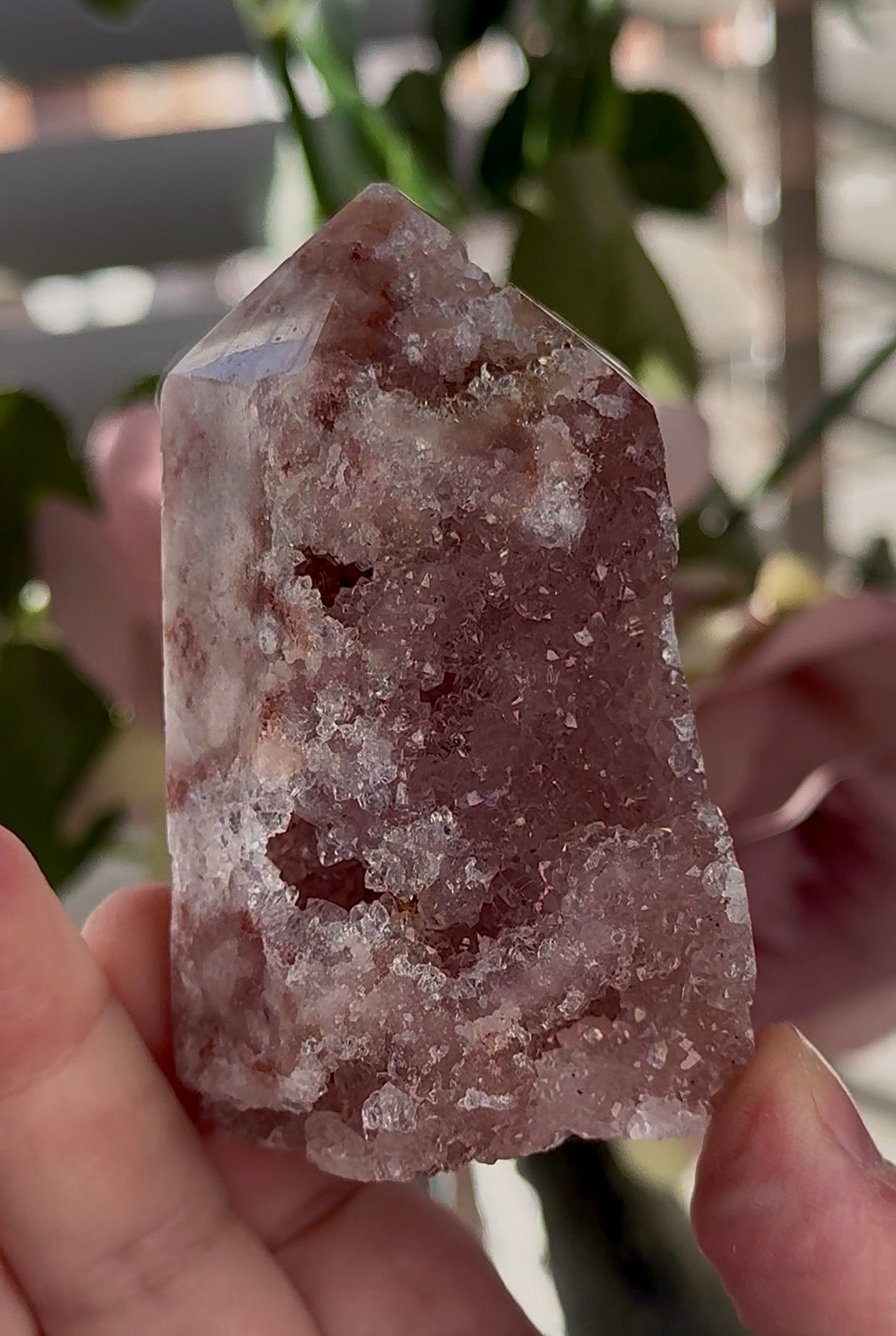 Druzy Pink amethyst tower