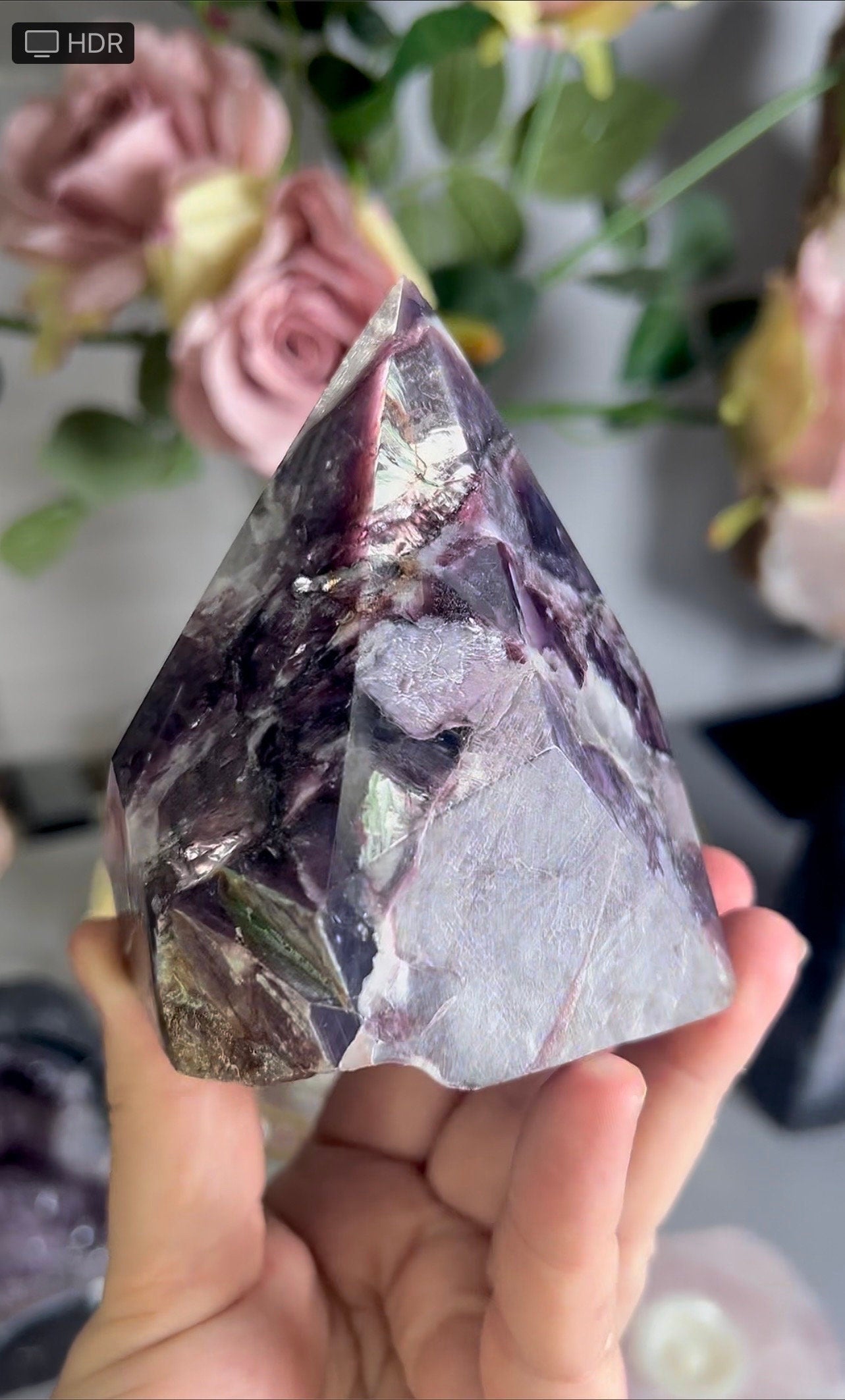 Gemmy lepidolite point