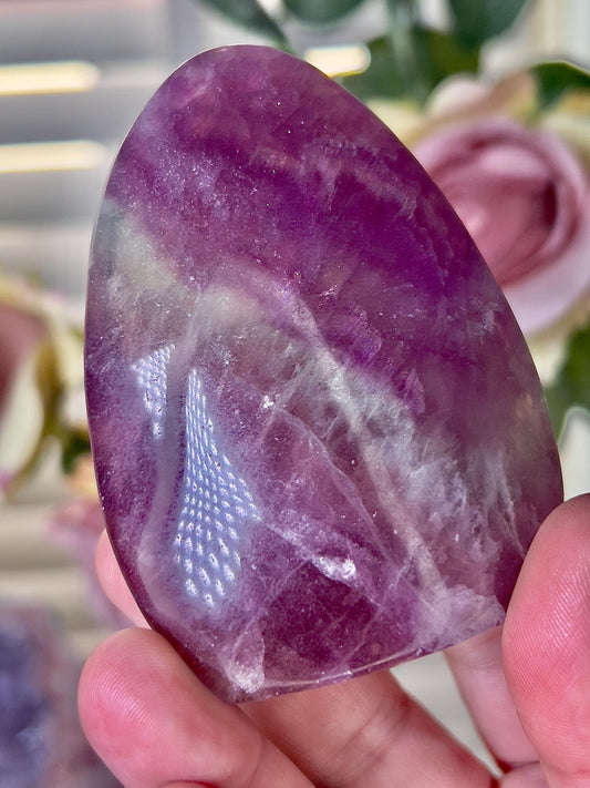 Purple & green watermelon fluorite Freeform 205g