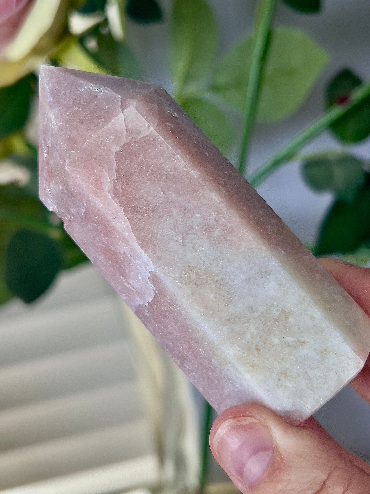 High grade, pink amethyst tower