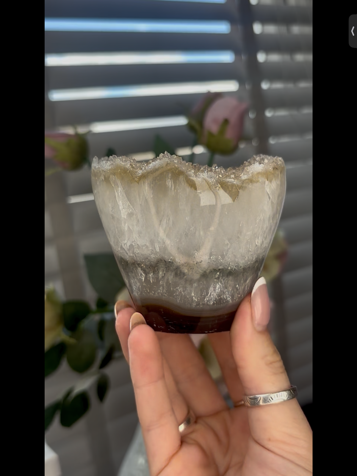 High grade, beautiful, Amethyst agate Freeform/mushroom with green druzy 605g