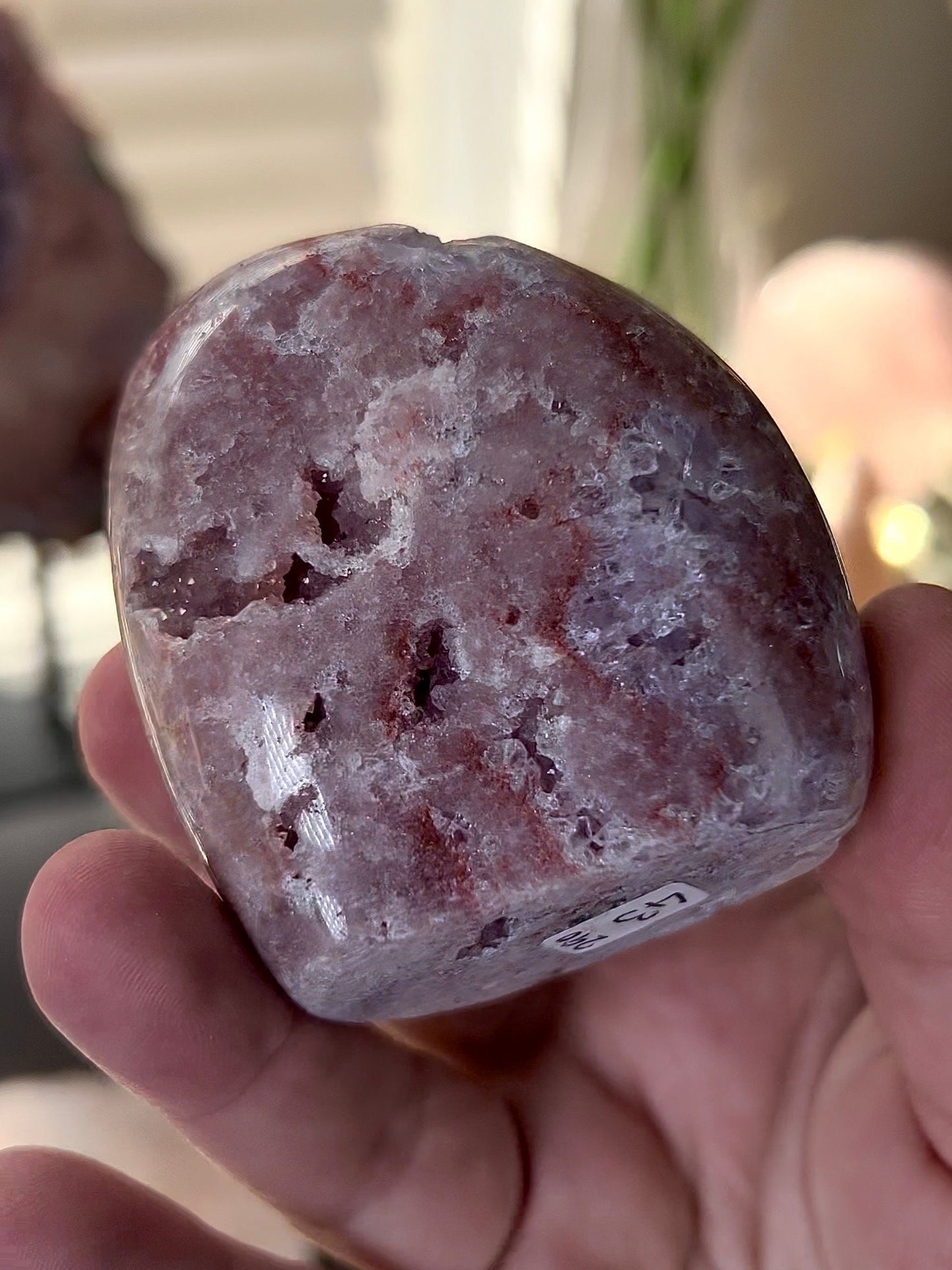 high grade, pink amethyst Freeform with flower, purple and deep pink quartz