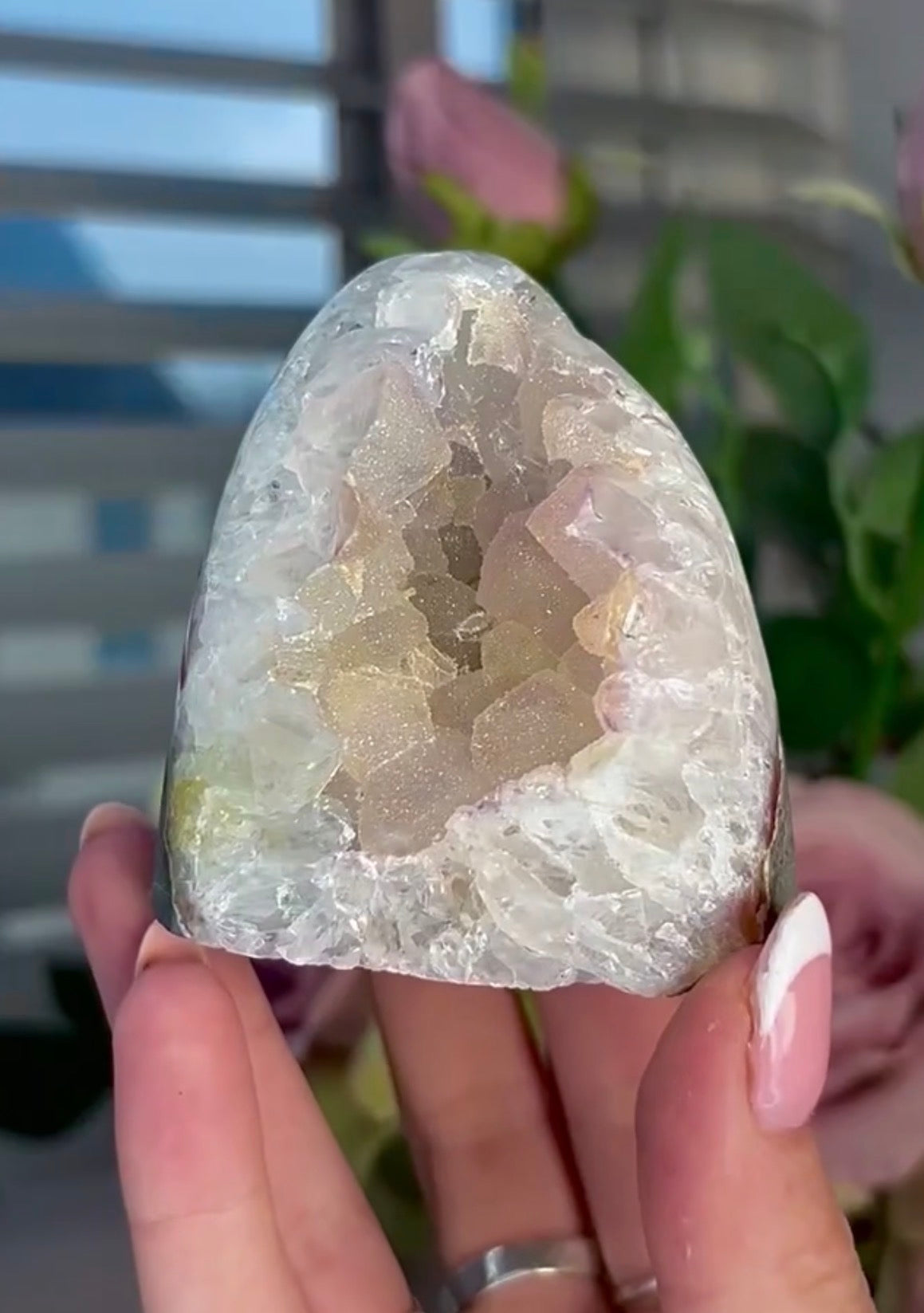 Hugh quality, light Lemon, sugar, Rainbow amethyst cutbase