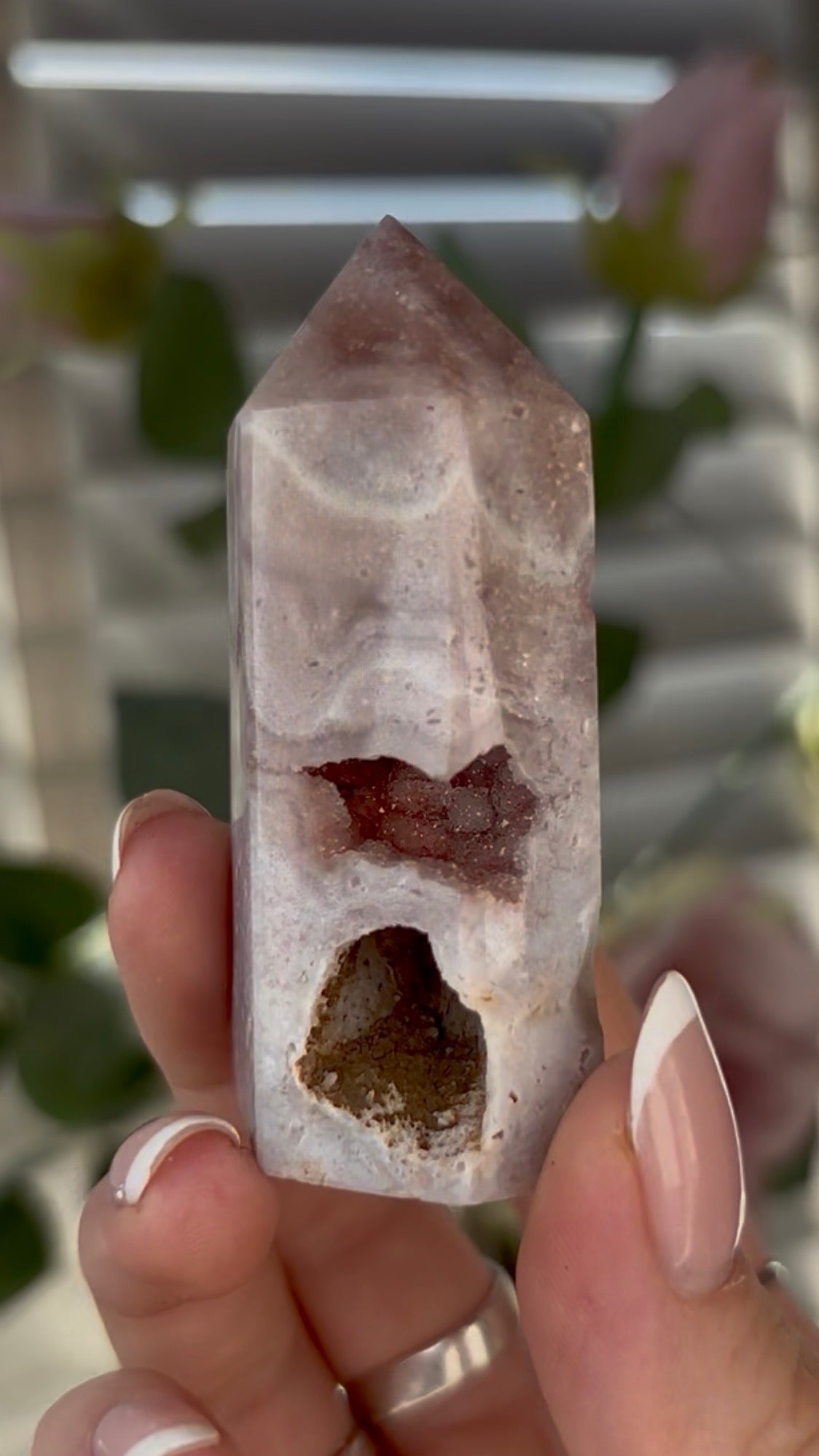 Cute, Pink amethyst tower 6.8cm(h)  3.7(w)