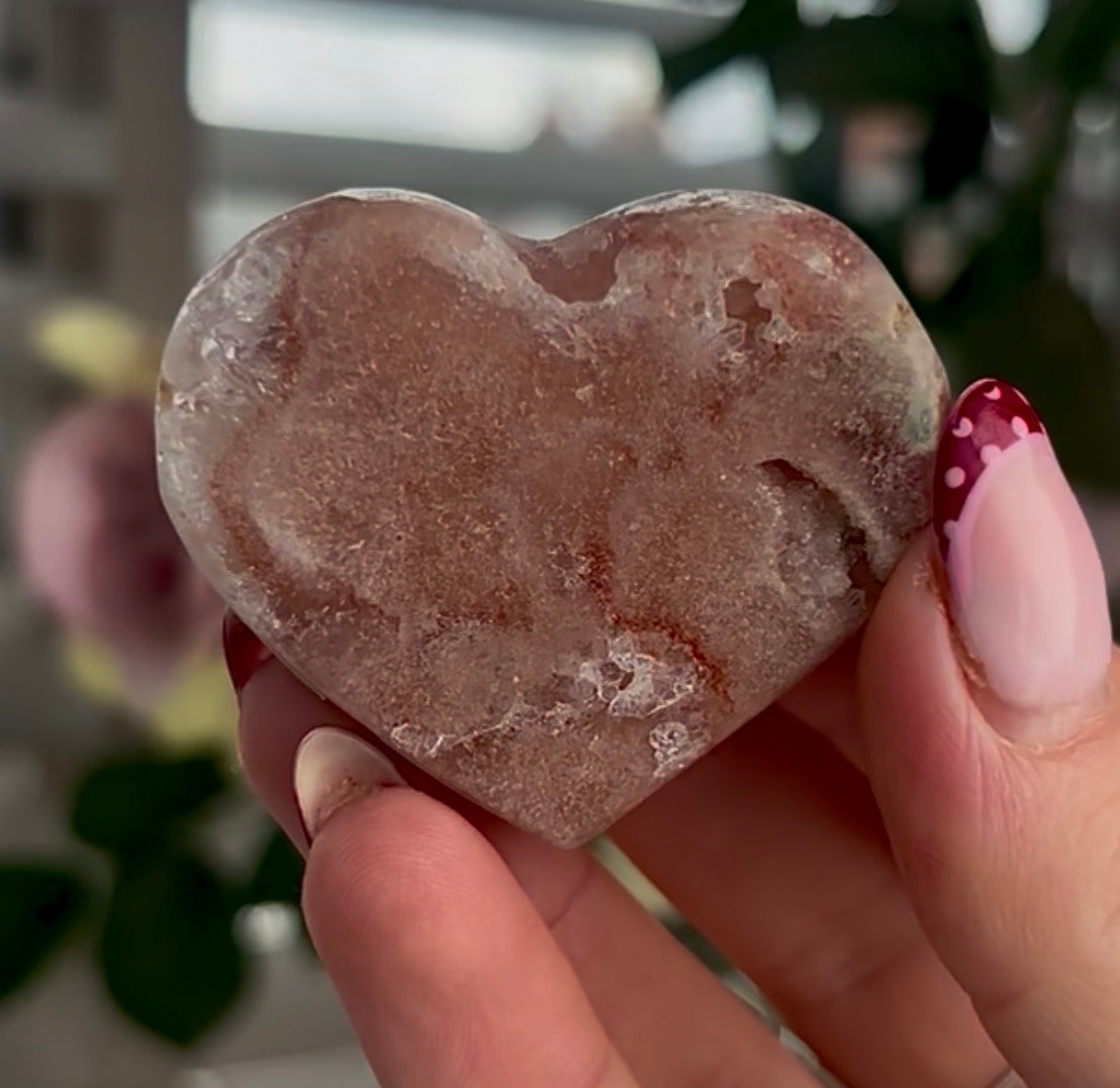 mini pink amethyst heart  - comes with stand