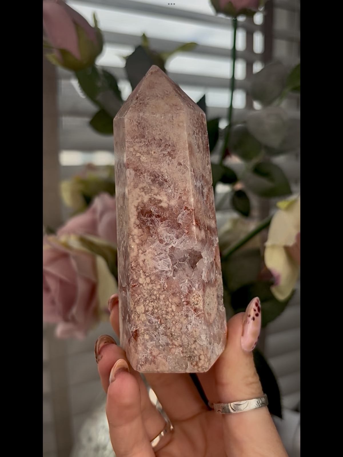 Incredible, High grade, pink amethyst, tower in deep pink tones and purple quartz, druzy & flower formations