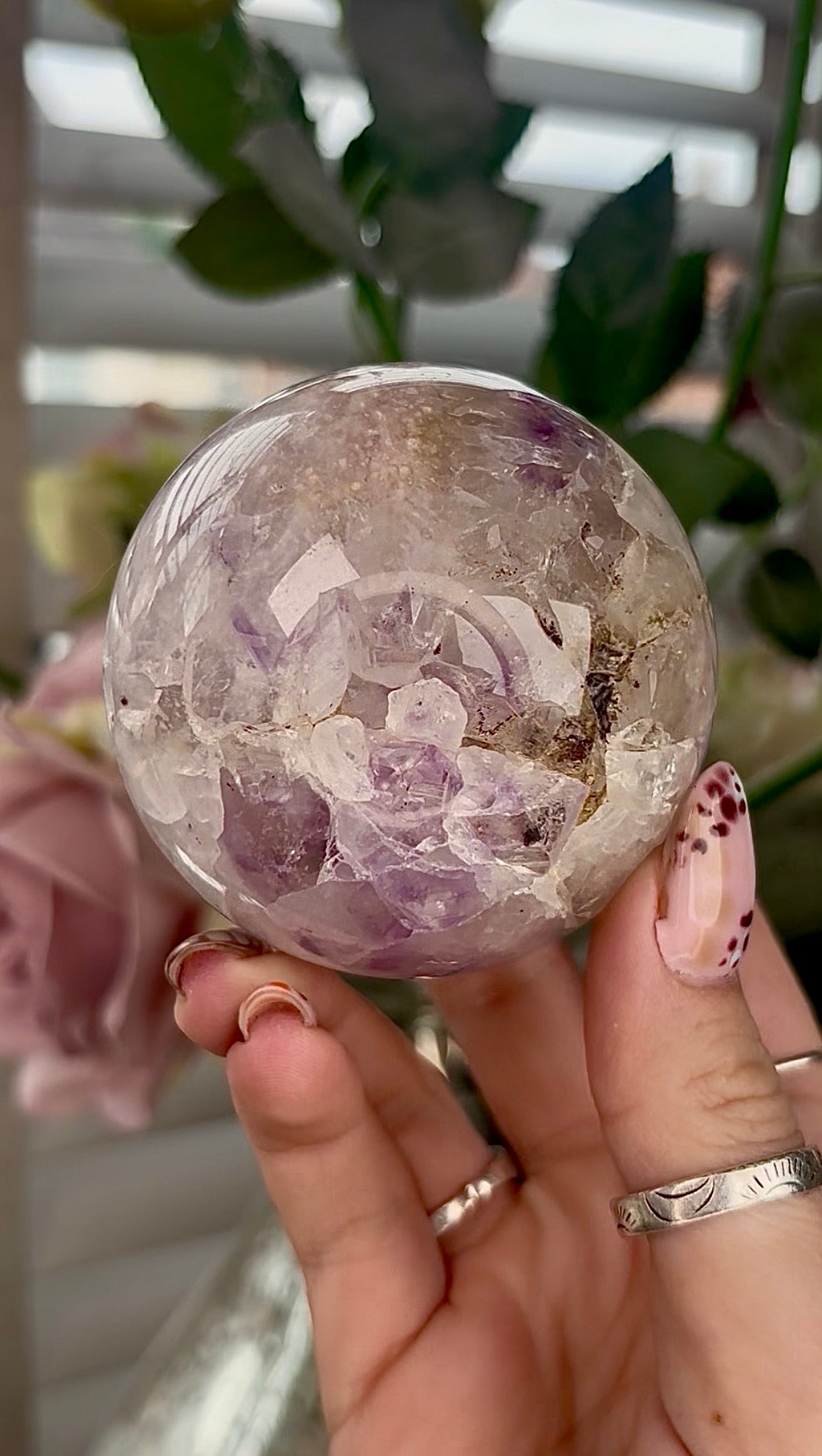 Amethyst Flower agate sphere 410g