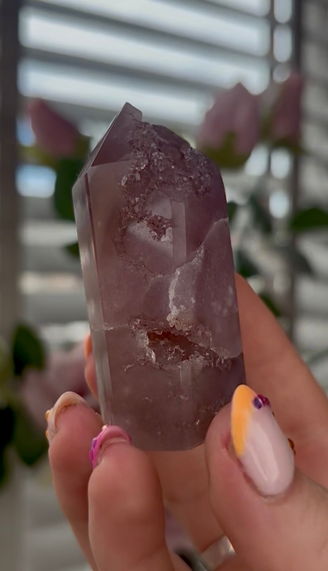 Beautiful, high quality, Pink amethyst tower in lilac tone