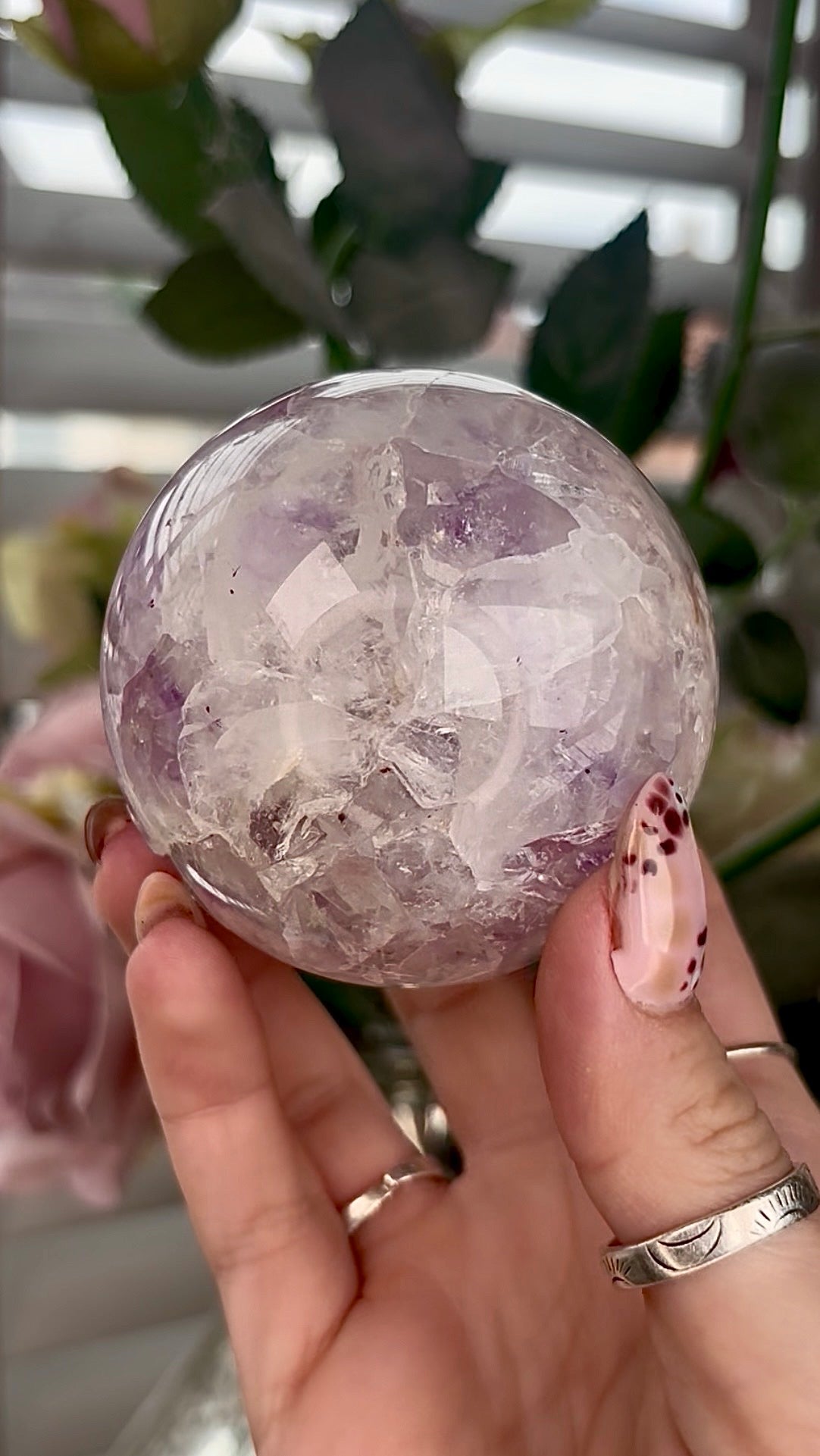 Amethyst Flower agate sphere 410g