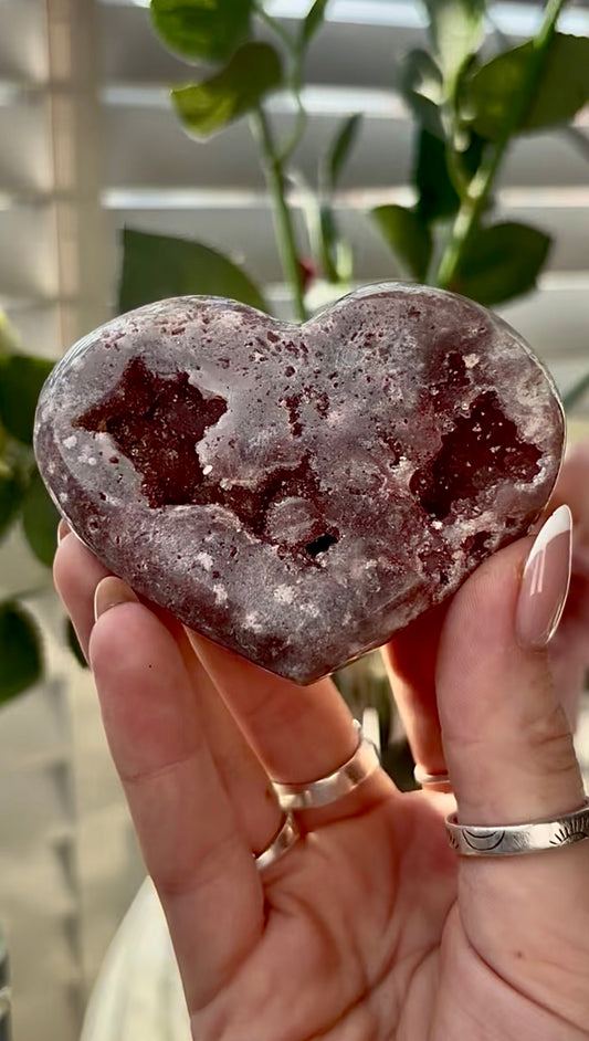 Gorgeous,  pink amethyst heart- comes with stand