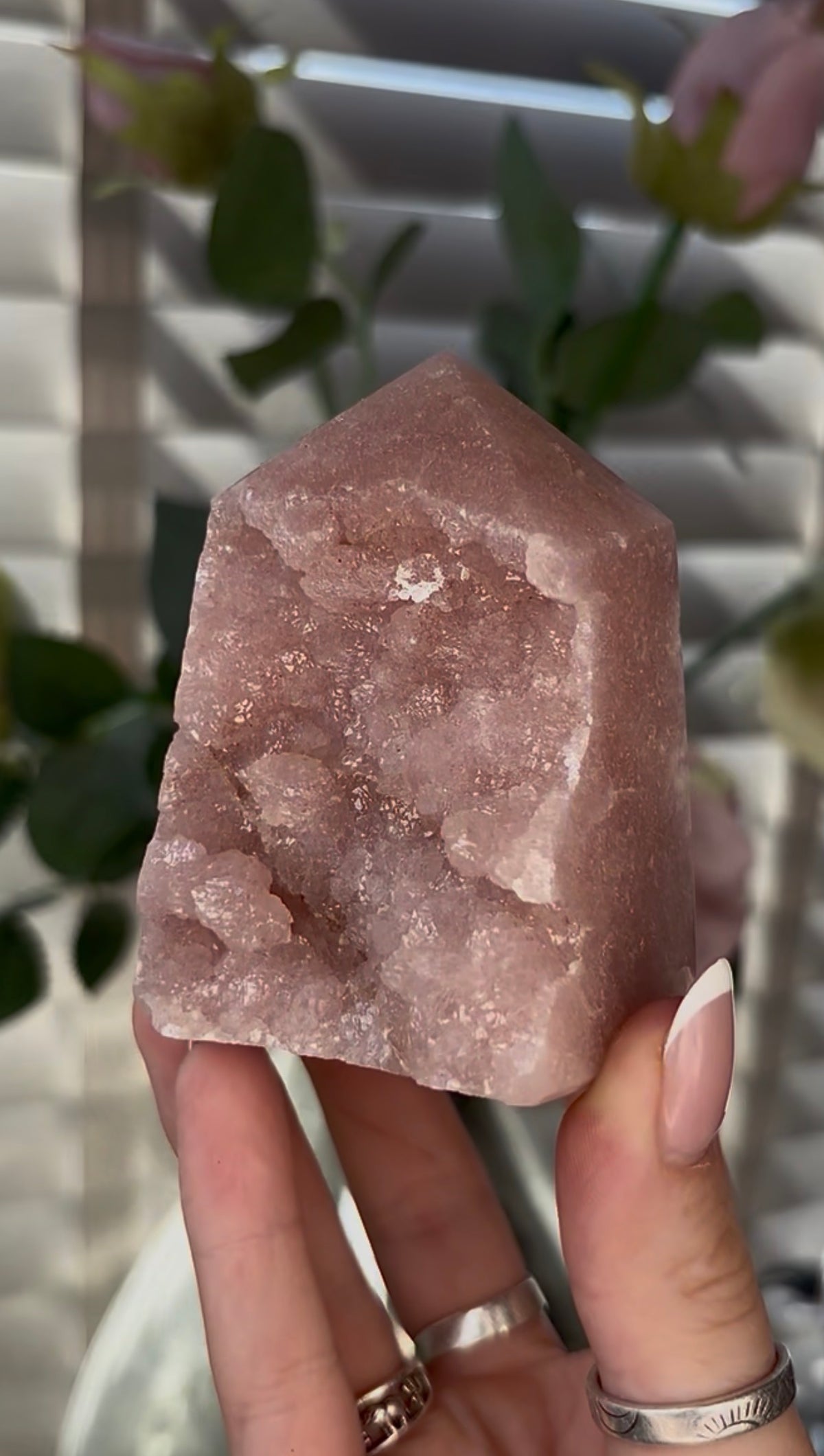 Beautiful, Pink amethyst tower 8cm(h) by 6.2cm(w)