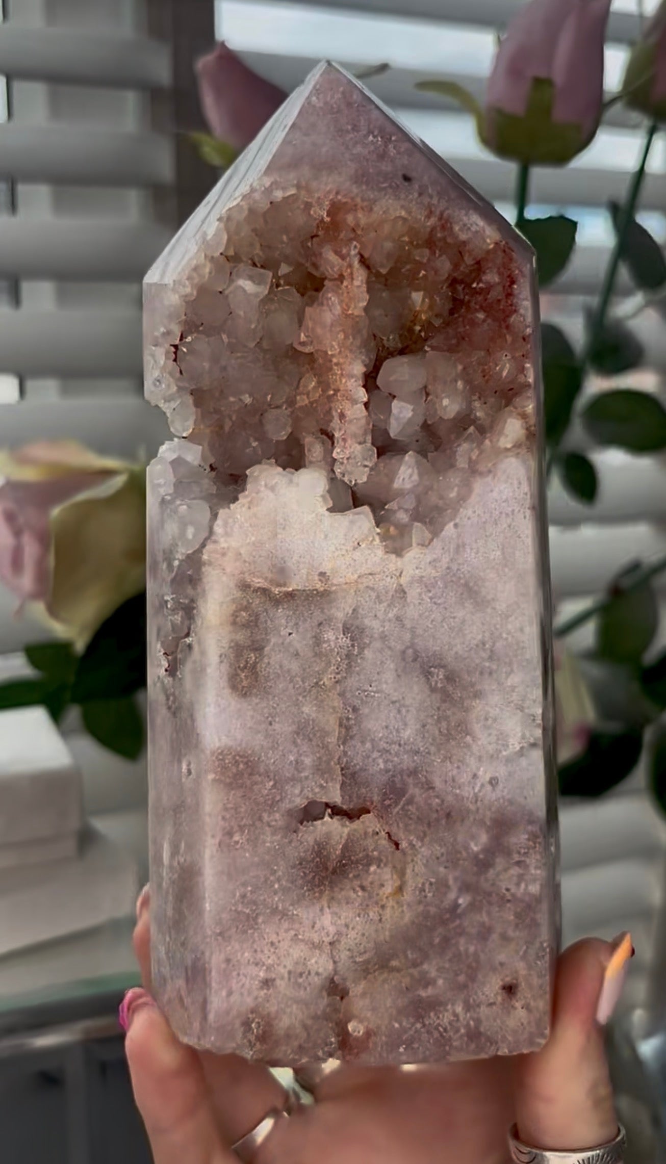 Beautiful, large, Pink amethyst tower