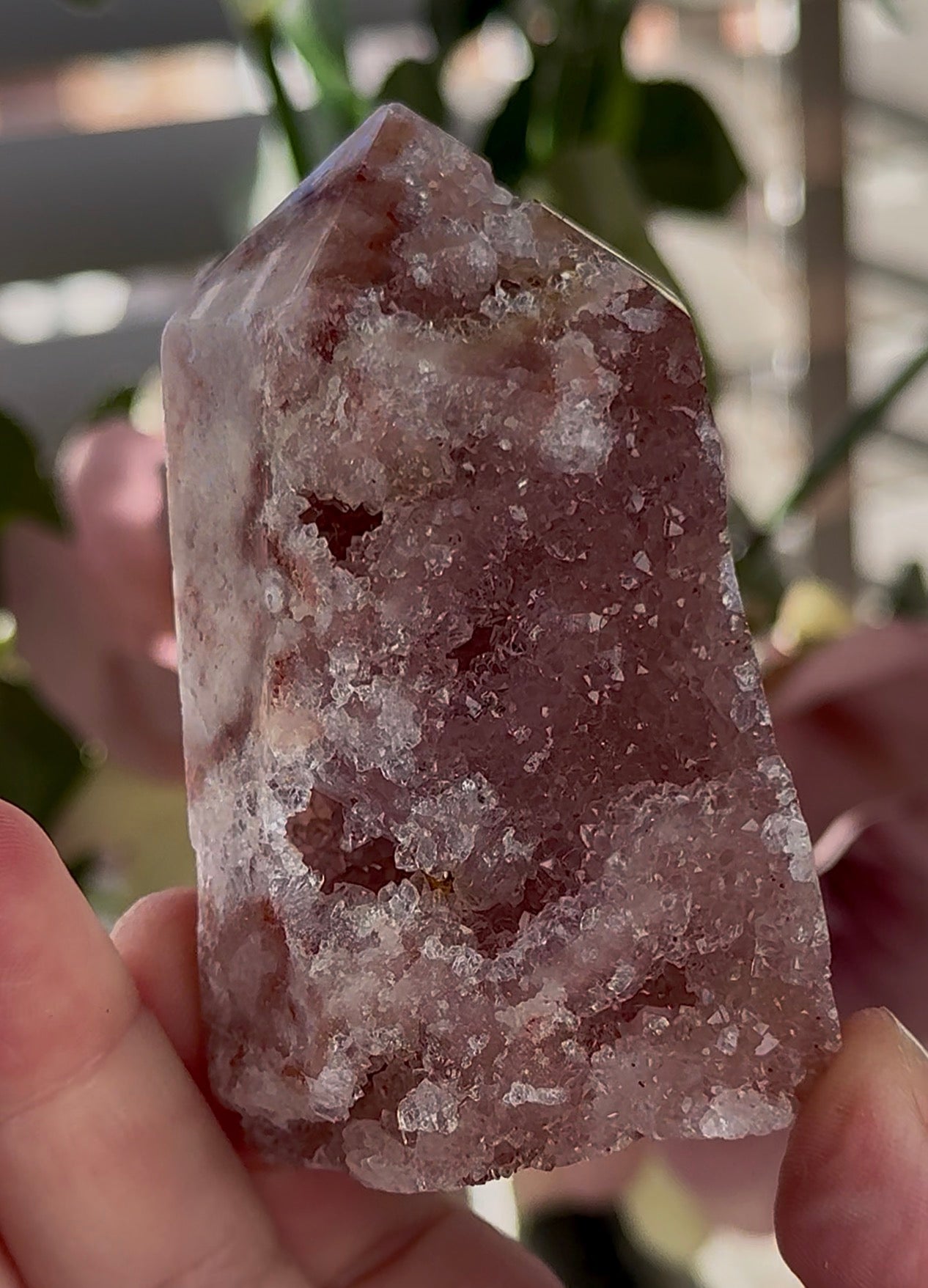 Druzy Pink amethyst tower