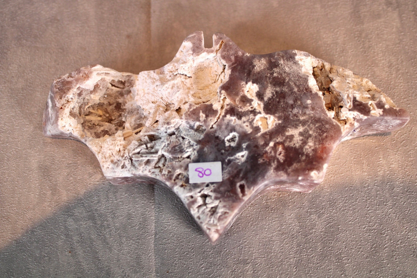 High quality, Freestanding, Red, pink amethyst, bat carving 420g 16cm(W) 9cm(H)