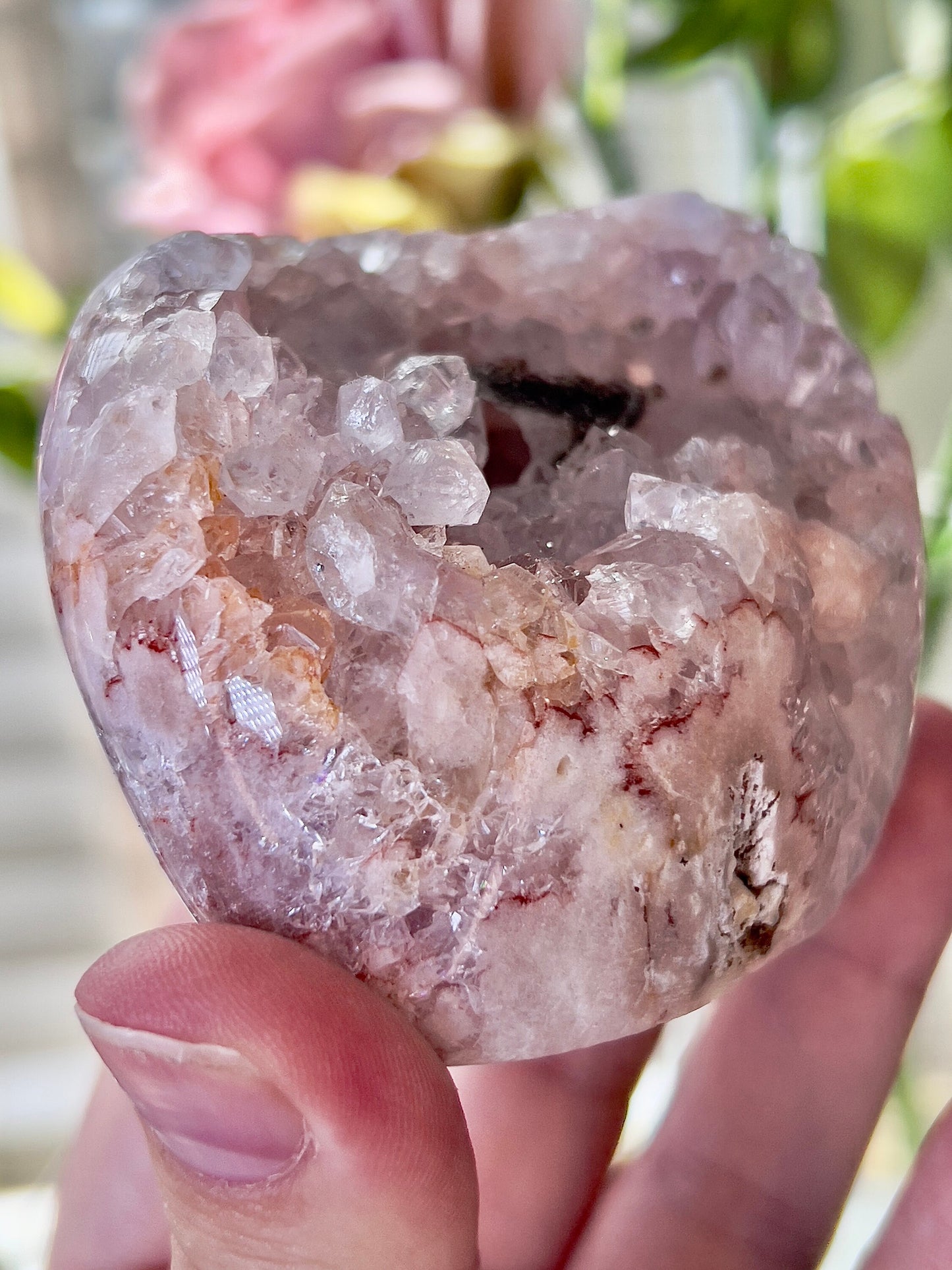 High grade, pink amethyst, Freeform with black sugar druzy