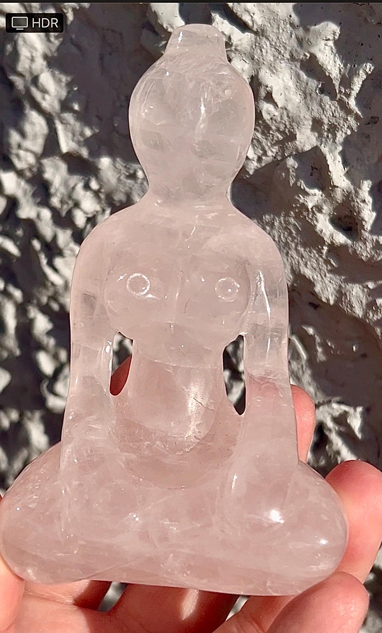 High grade, rose quartz, sitting, yoga lady
