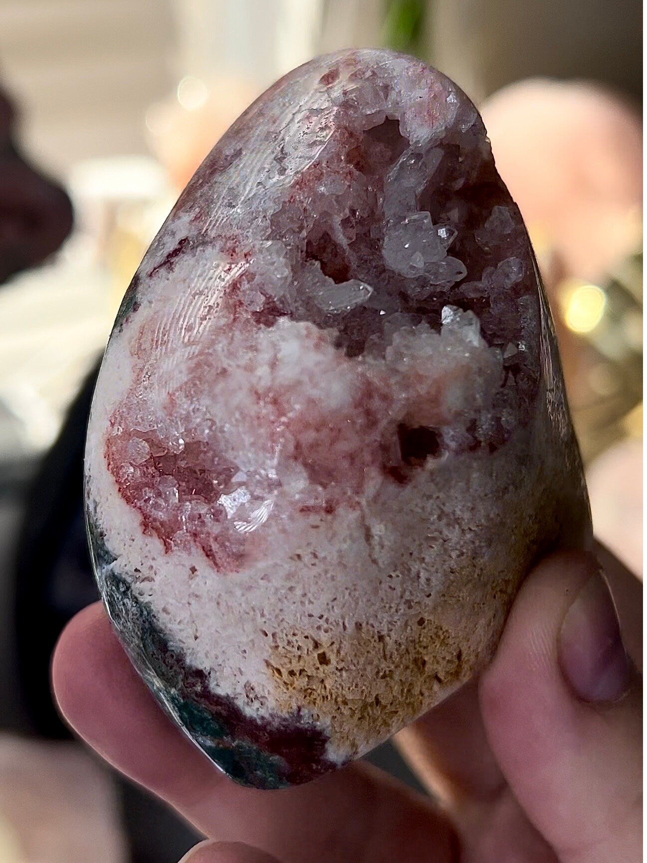 high grade, pink amethyst Freeform with green jasper