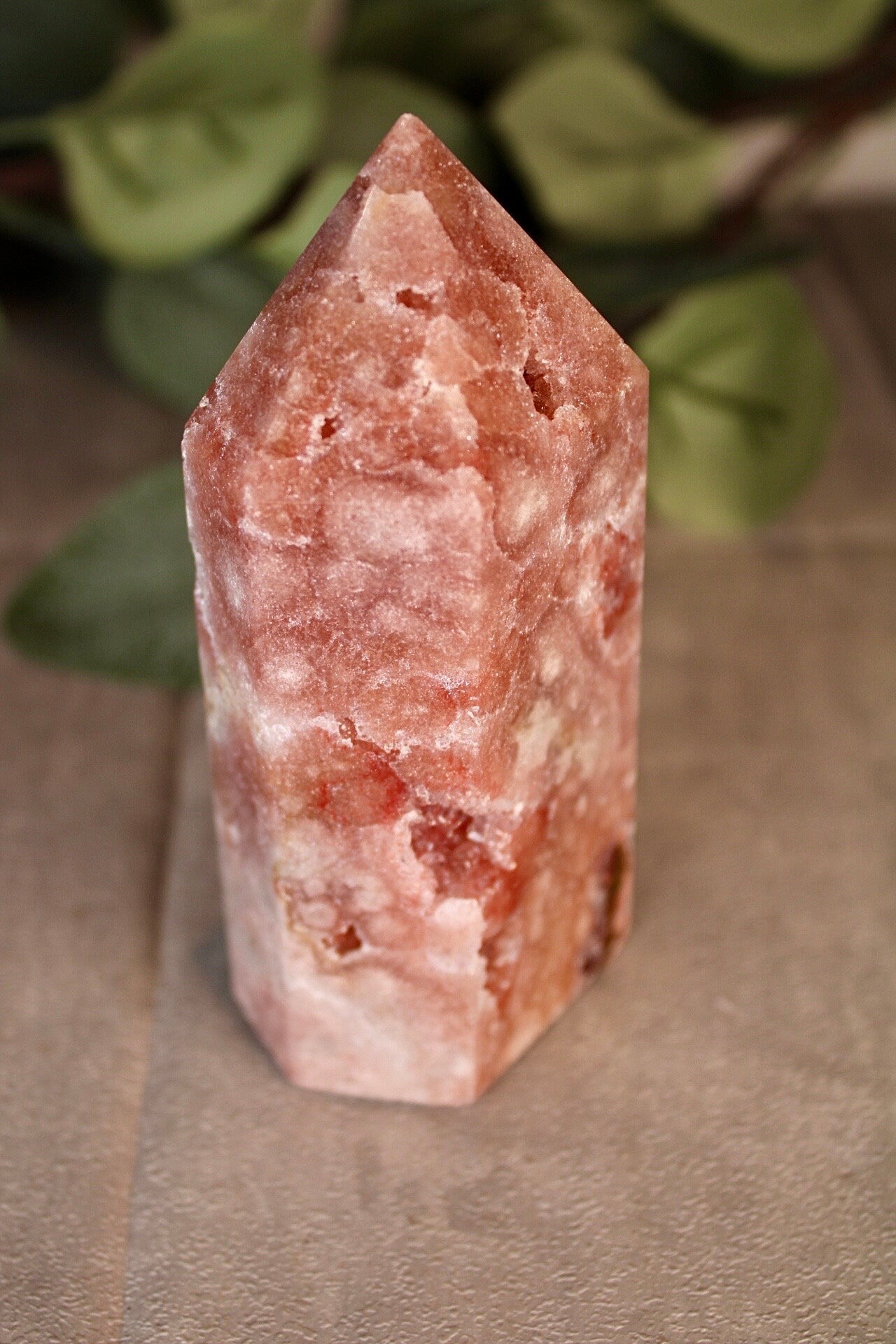 High quality Pink amethyst tower with quartz druzy formations 375g 11.5cm high