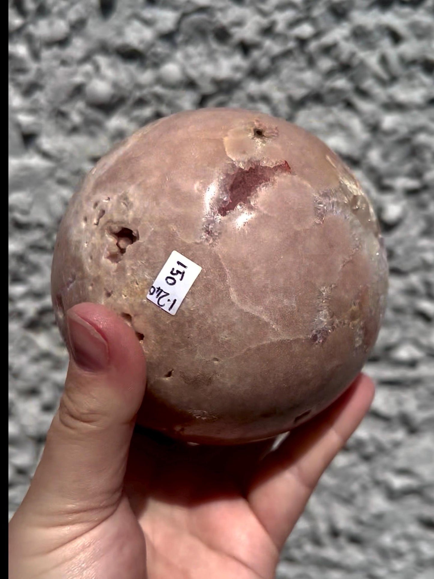 large, statement pink amethyst sphere 1.240kg