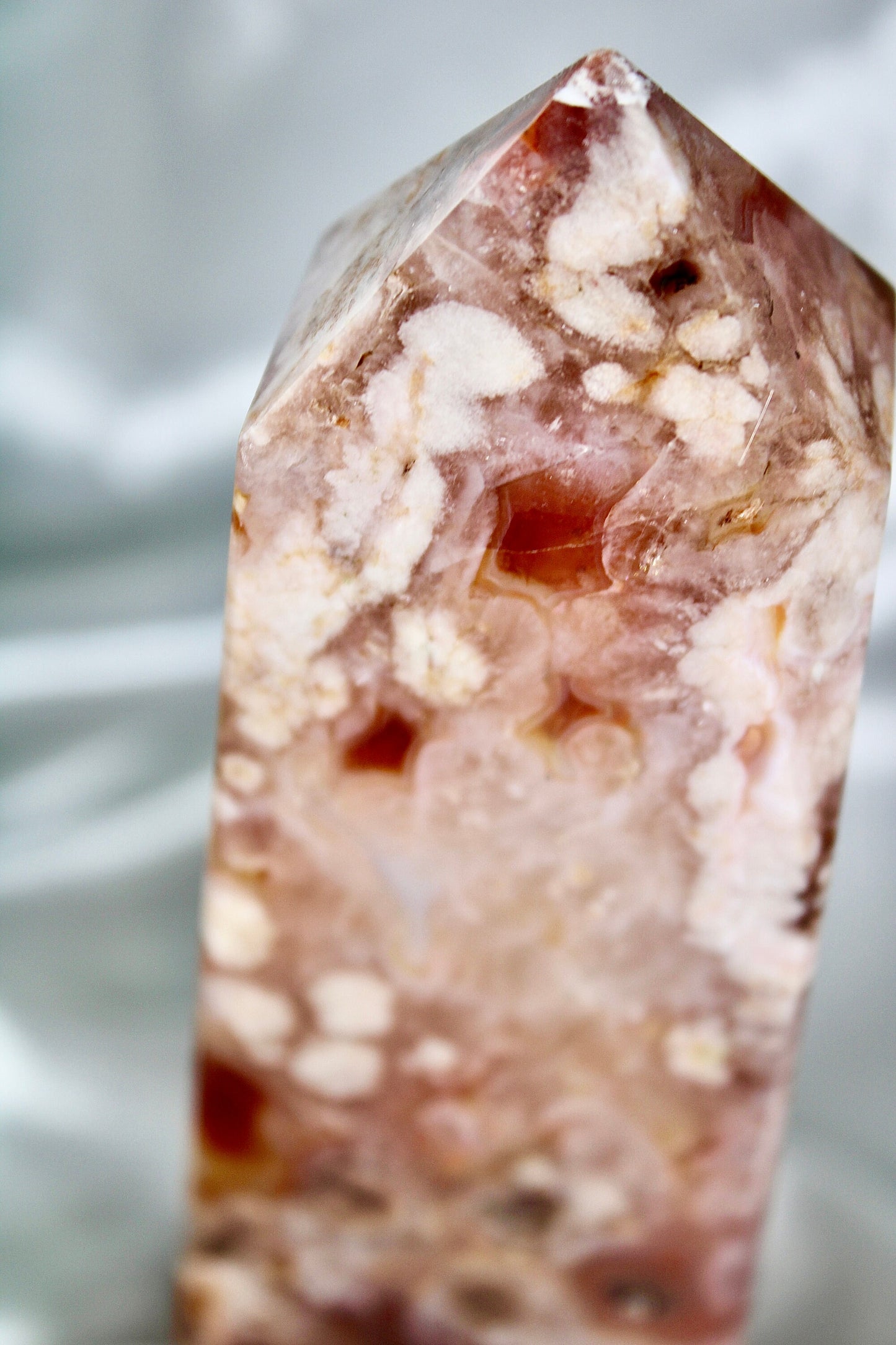 Carnelian x flower agate 708g 17.5cm