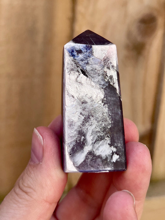 Gemmy lepidolite point